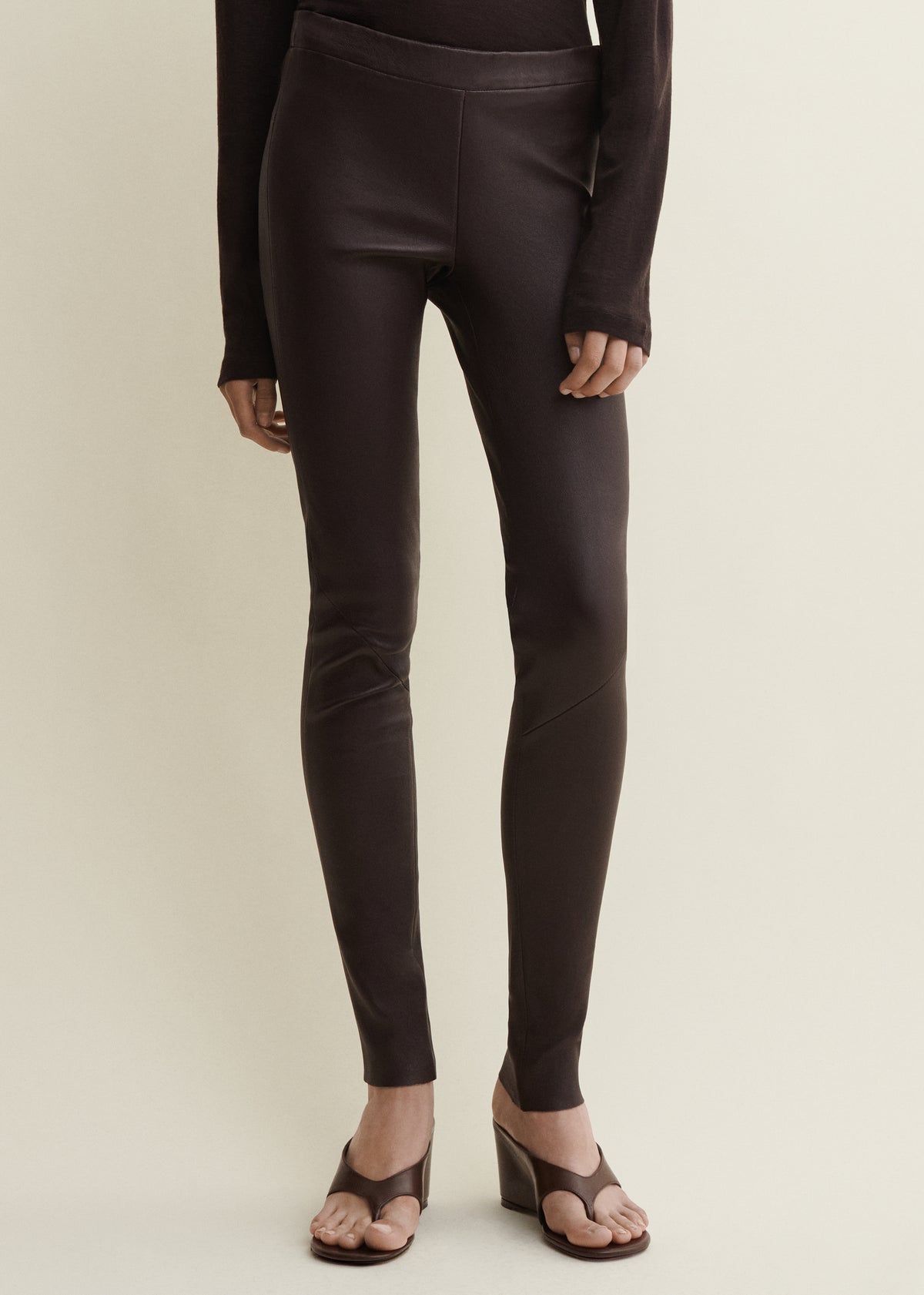 Roche | Stretch Leder Leggings | Coffee Bean