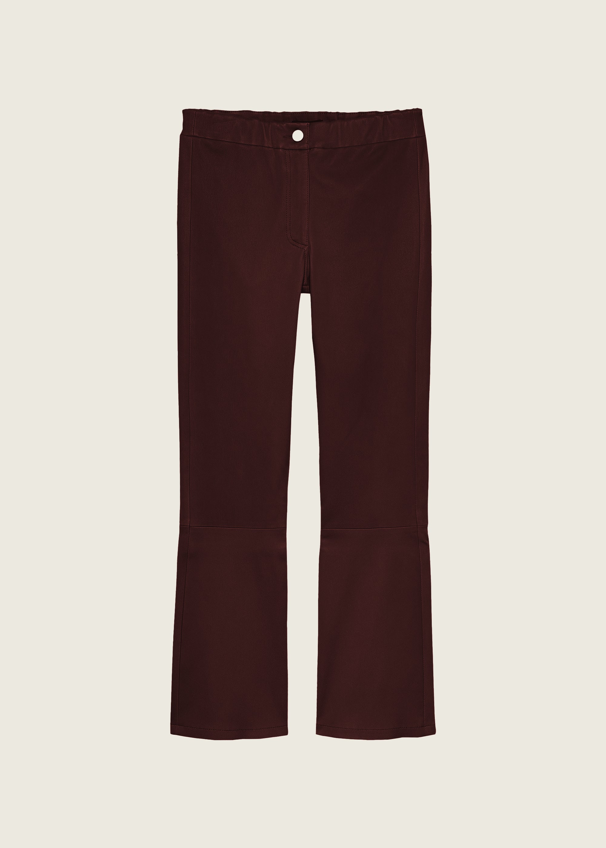 LIVELY | Leather Kick-Flare Trousers | Mahogany