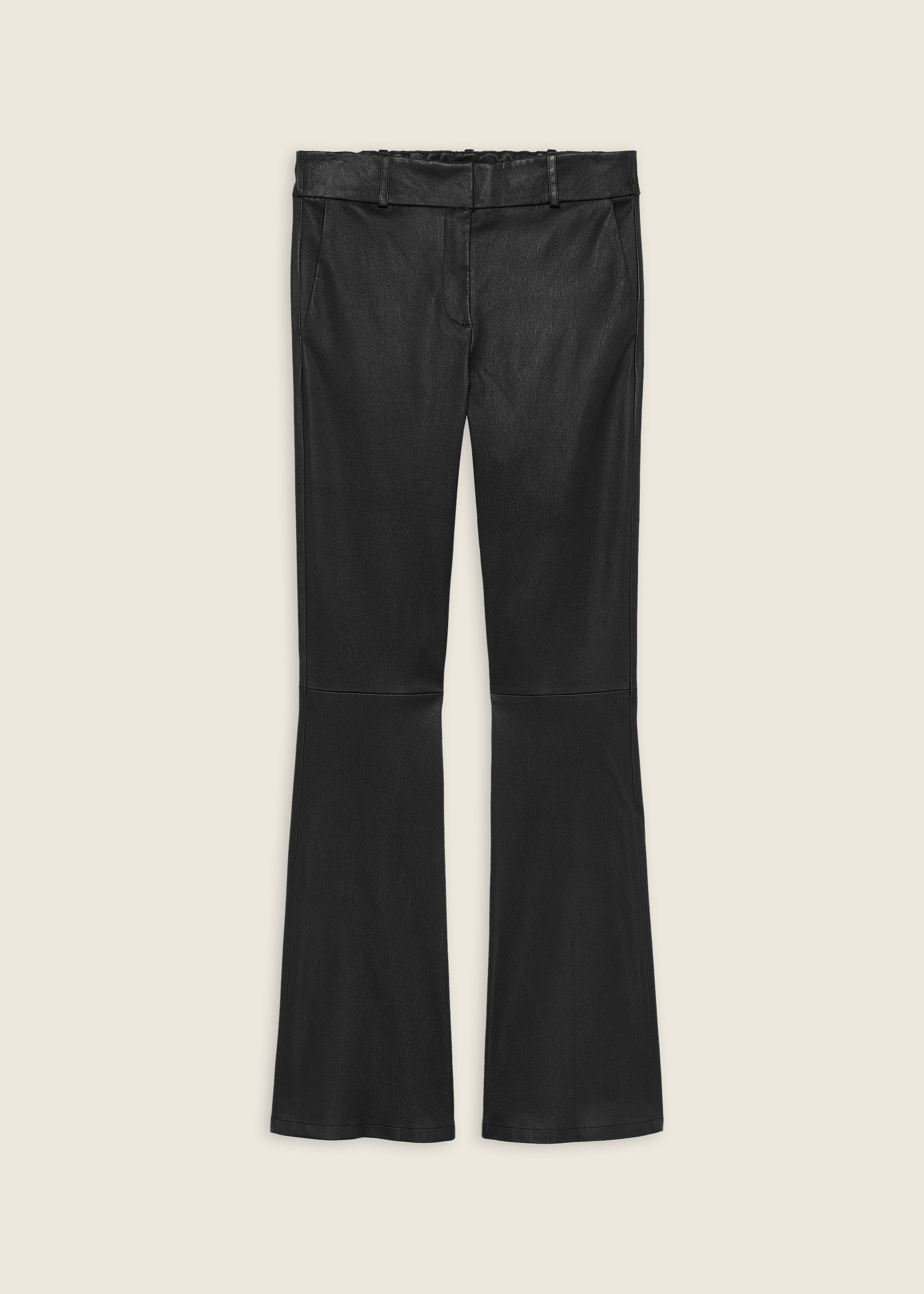 LUCIA | Leather Flare Trousers | Black