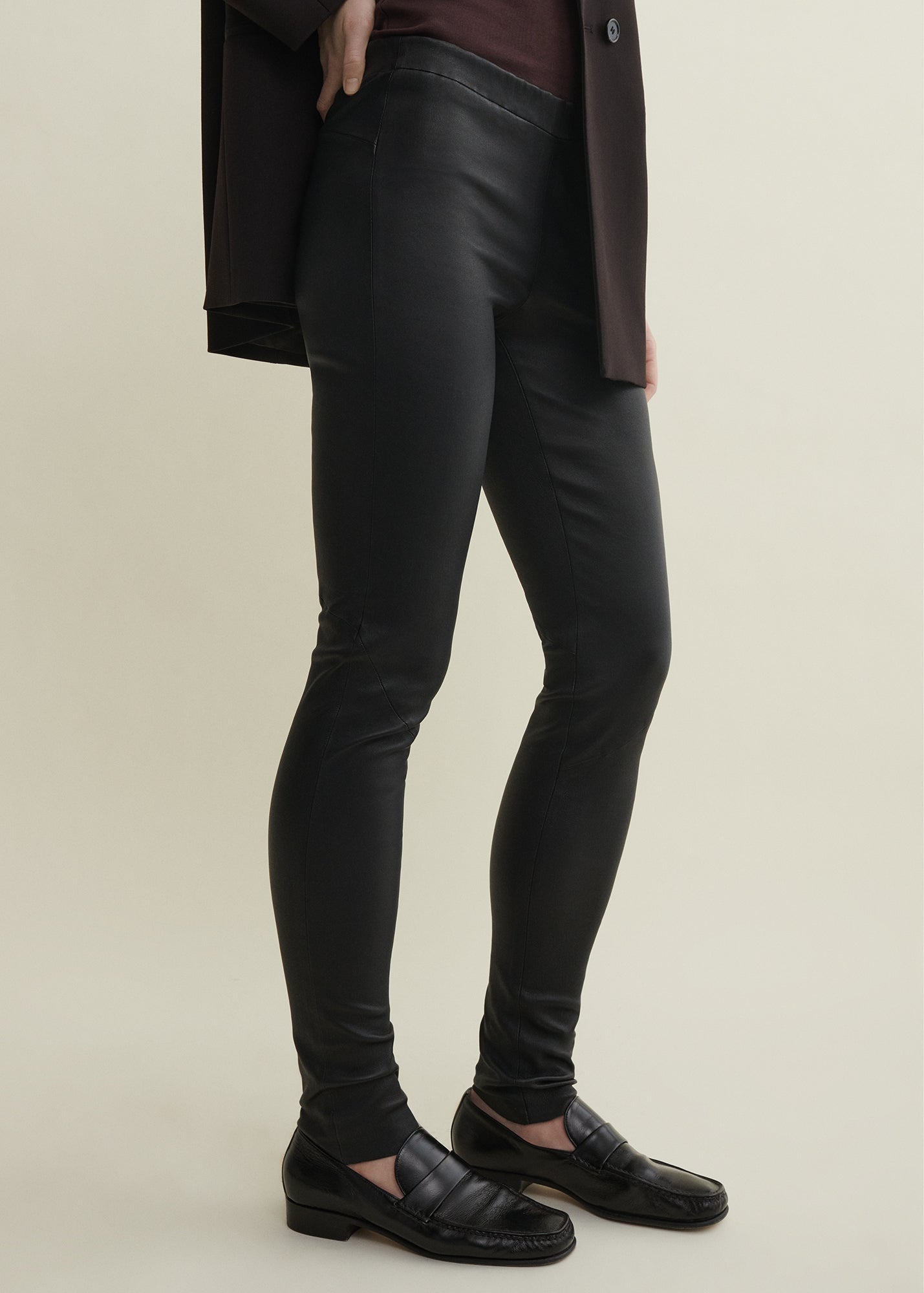 ROCHE | Leather Stretch Legging | Black