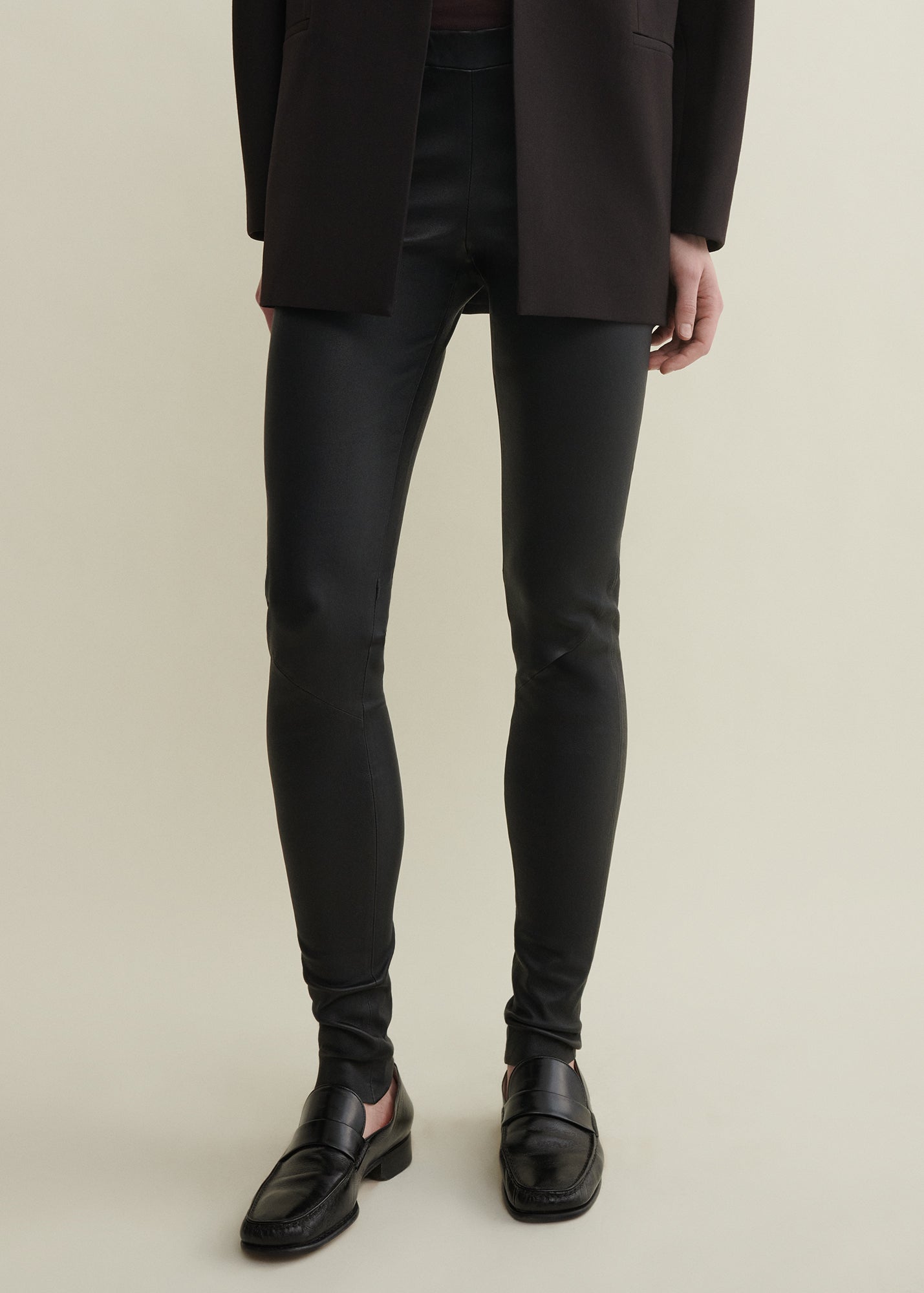 ROCHE | Leather Stretch Legging | Black