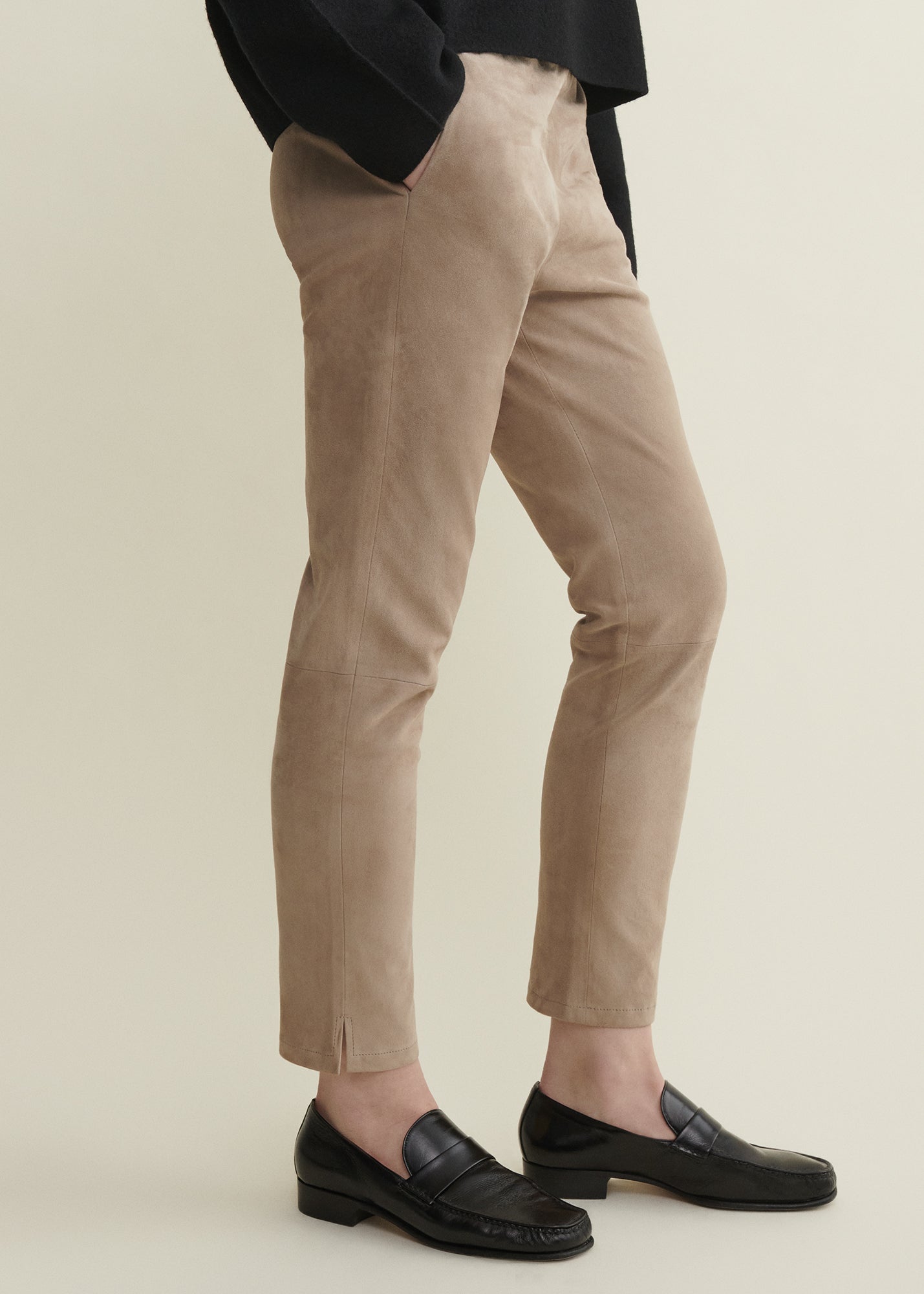 PROVENCE | Suede chino legging | Grey-Taupe