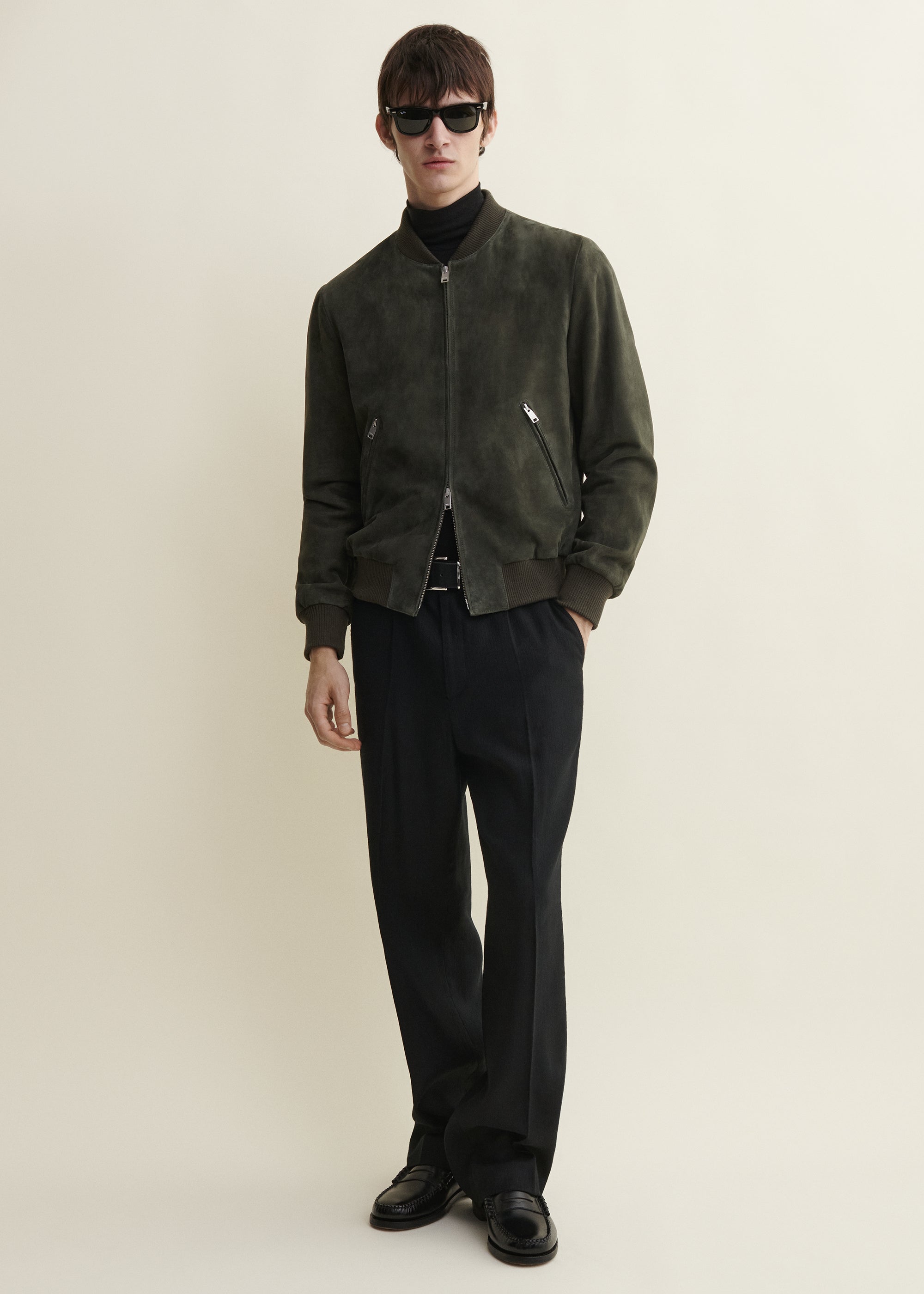 DIDIER | Suede Bomber Jacket | Dark Green