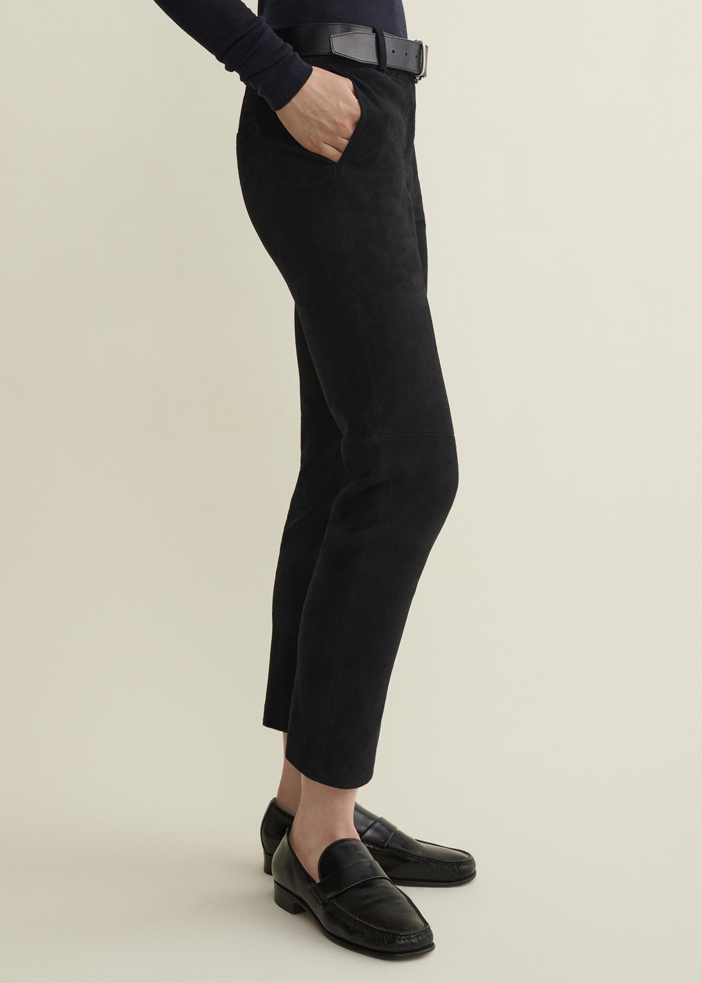 JEN | Wildlederhose mit Slim Fit | Dark Navy