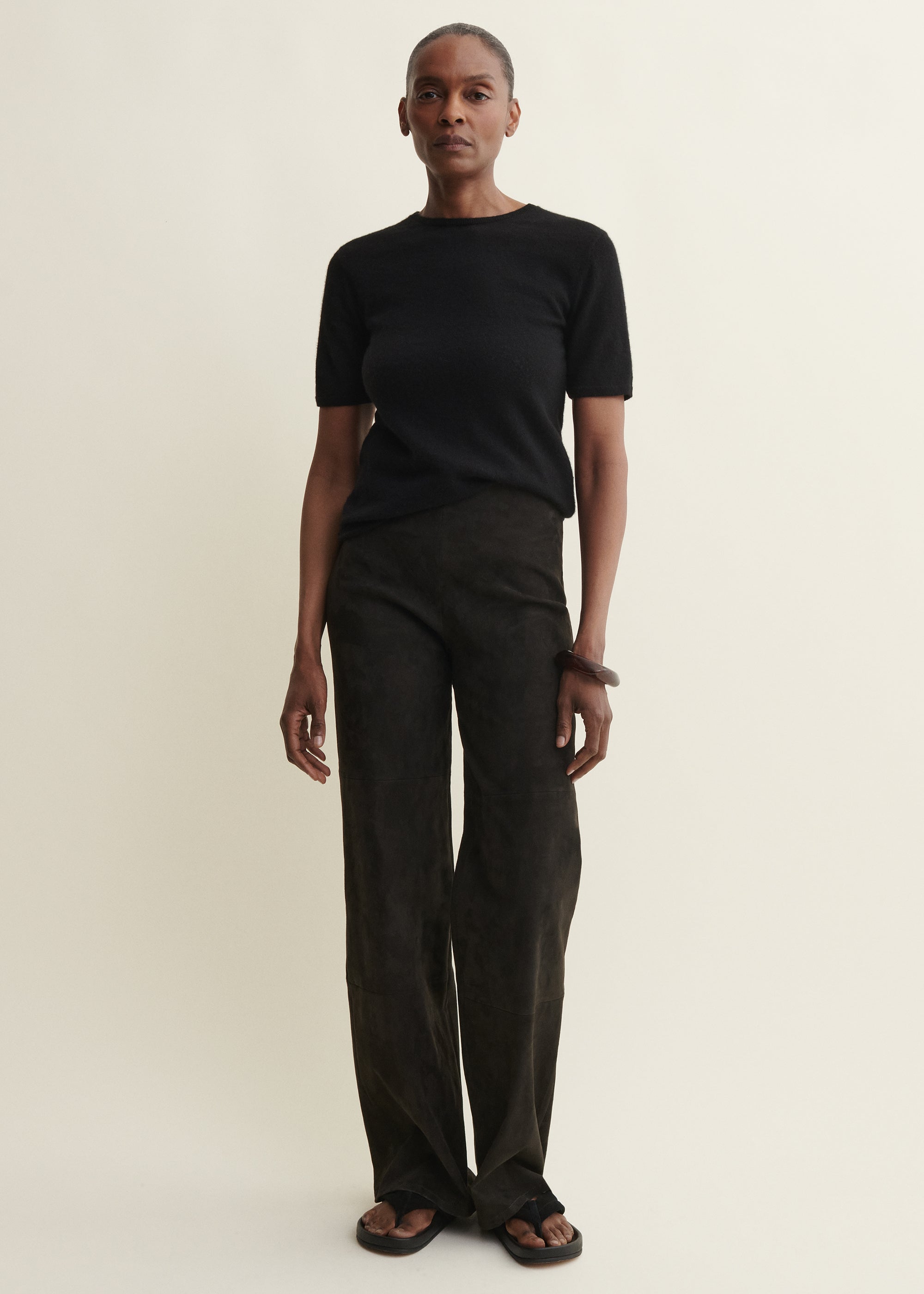 KARINA | Suede Straight Trousers | Iron