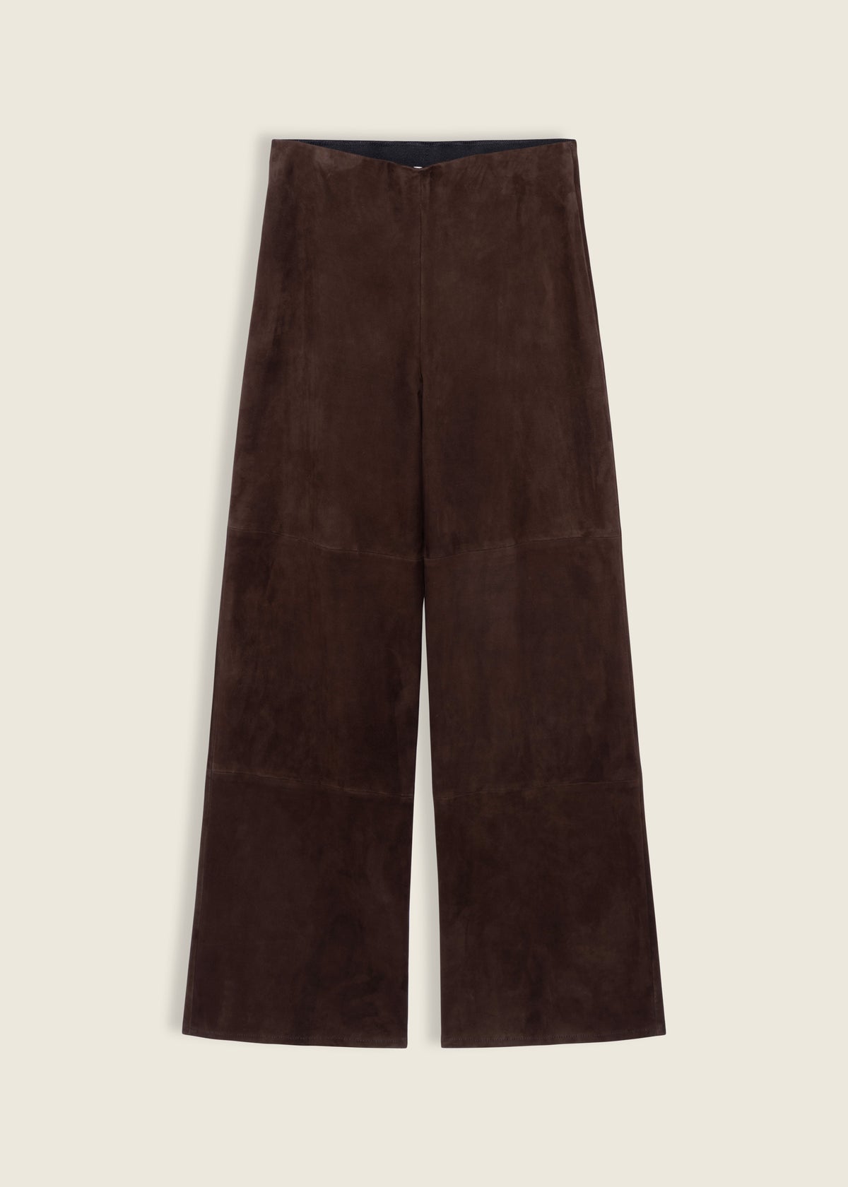KARINA | Suede Straight Trousers | Mud Brown