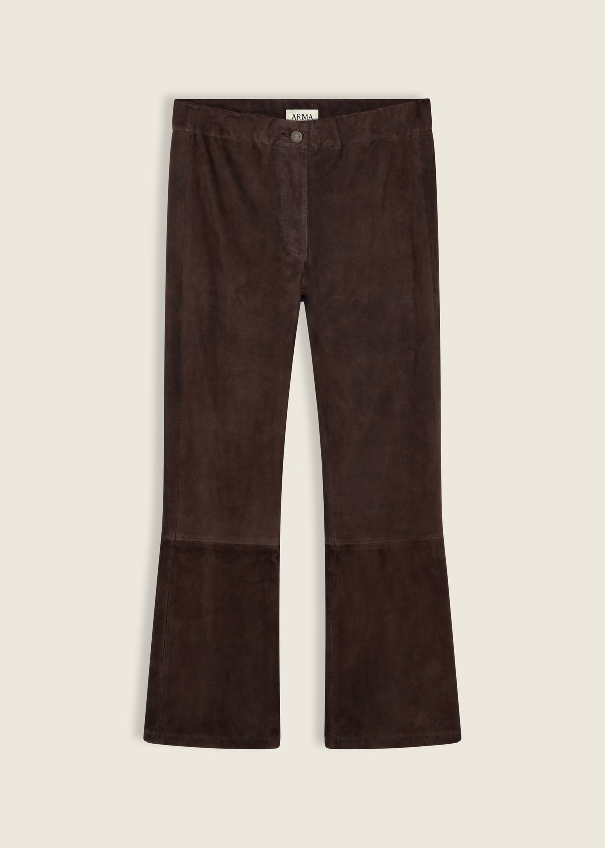 LIVELY | Suede Cropped Flare Trousers | Mud Brown