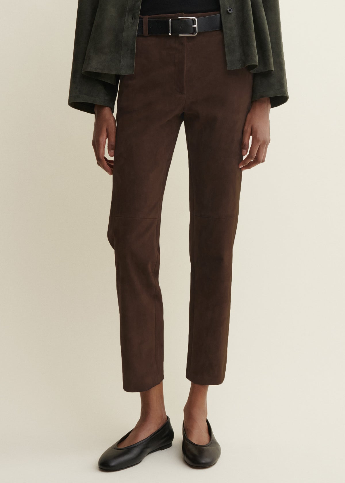 Jen | Wildlederhose mit Slim Fit | Mud Brown