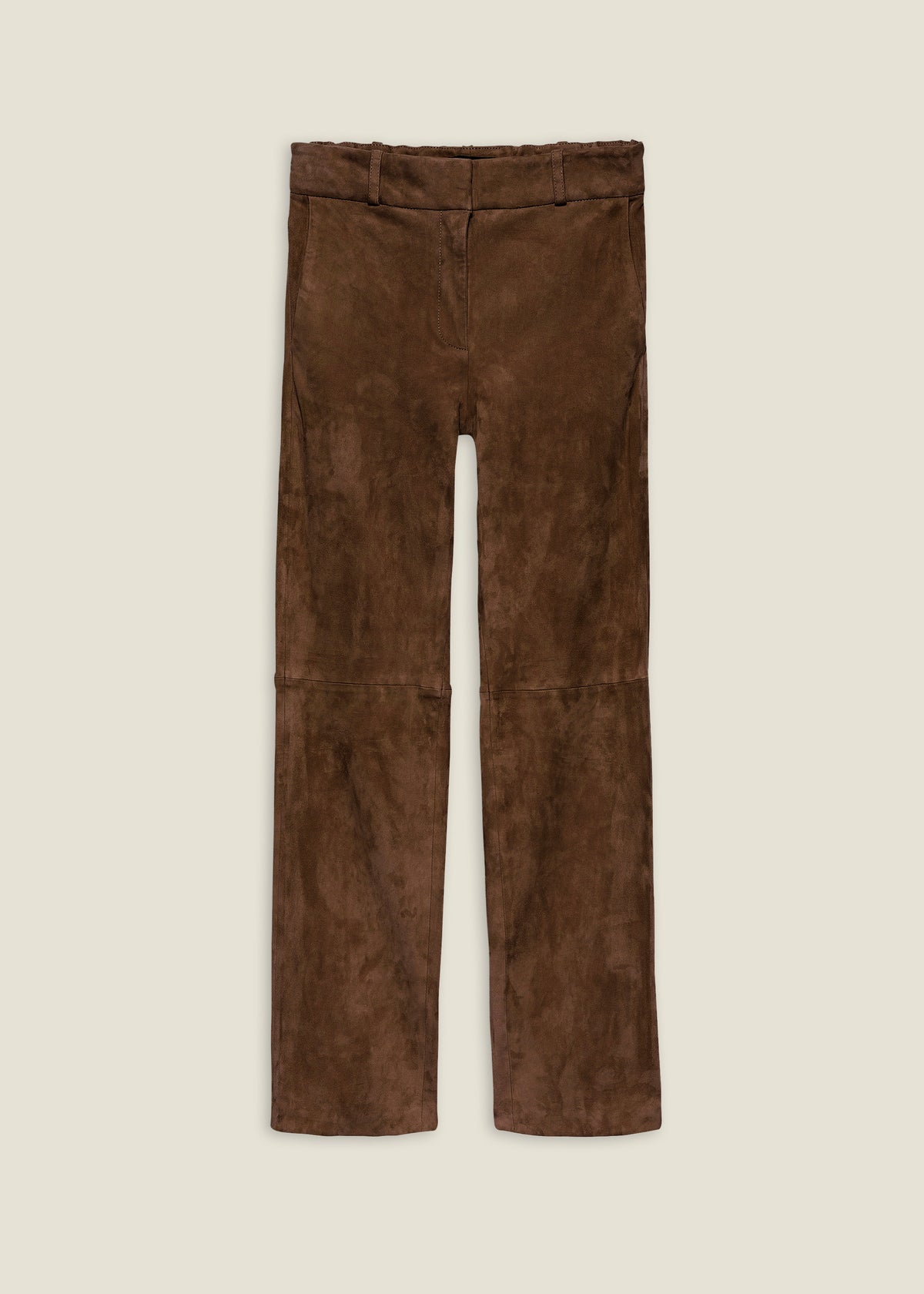 JEN | Suede Slim Fit Pantalon | Saddle