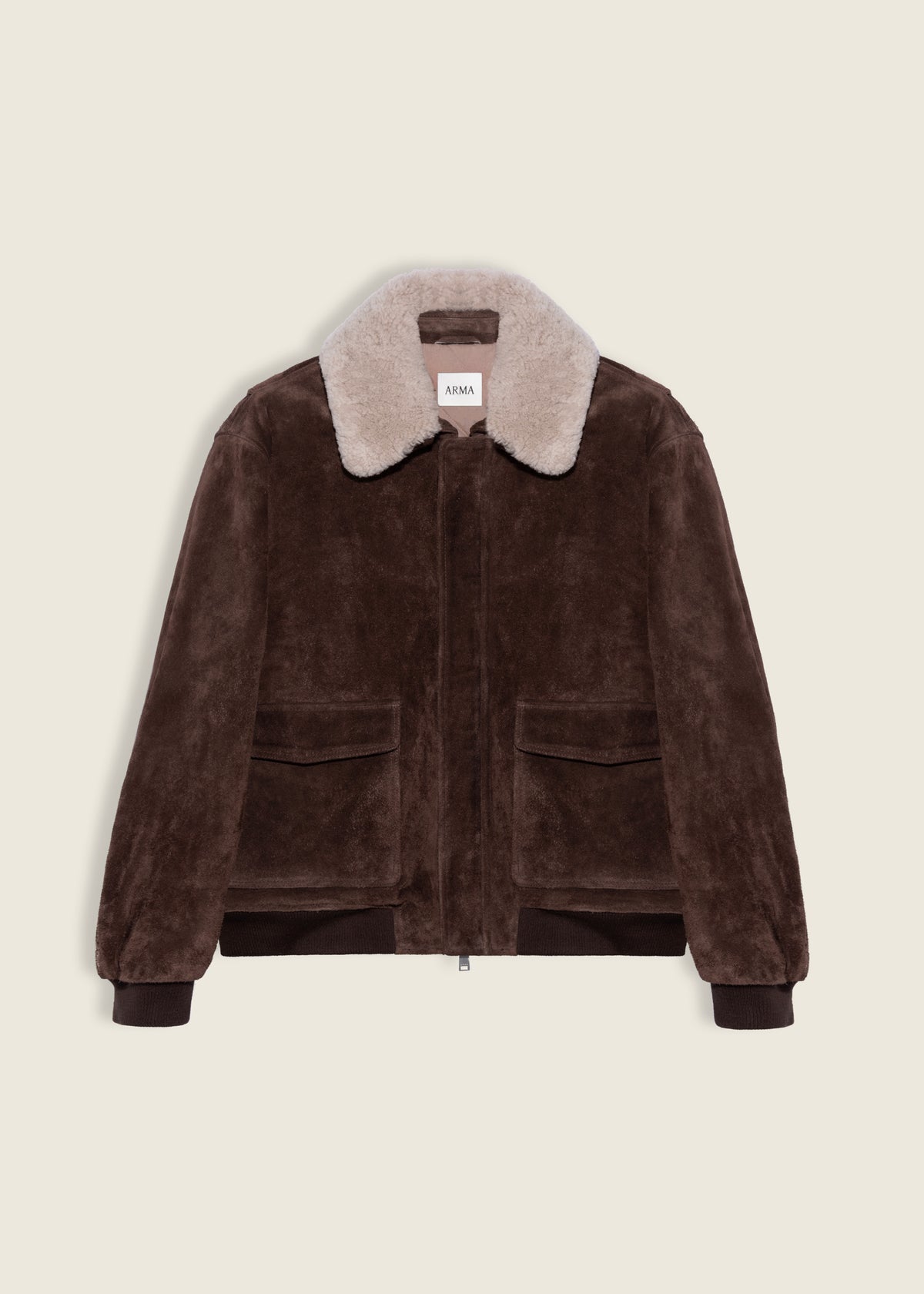 BARI | Suede Bomber Jacket | Charcoal Brown