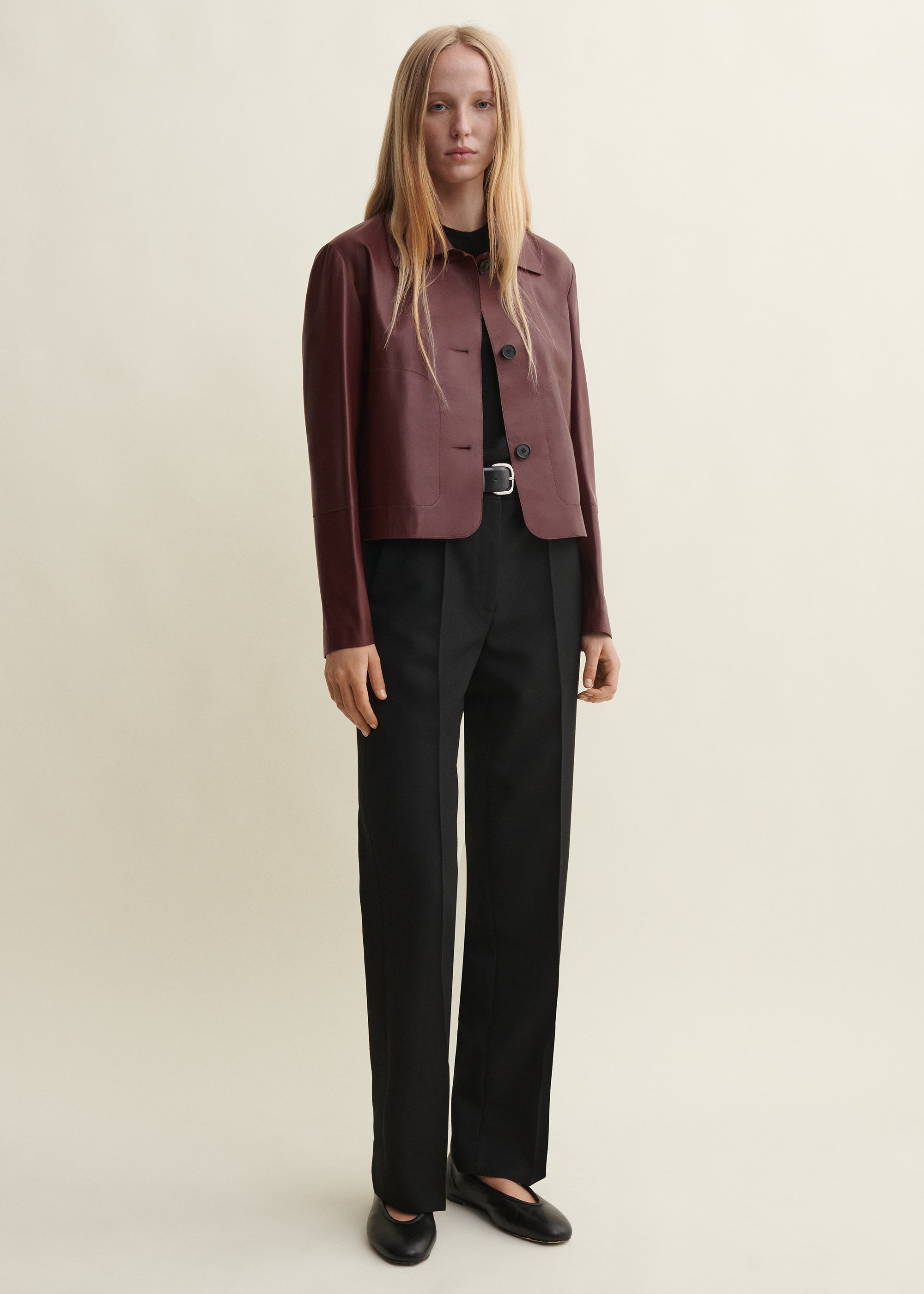 EMY | Leather Classic Jacket | MAHOGANY