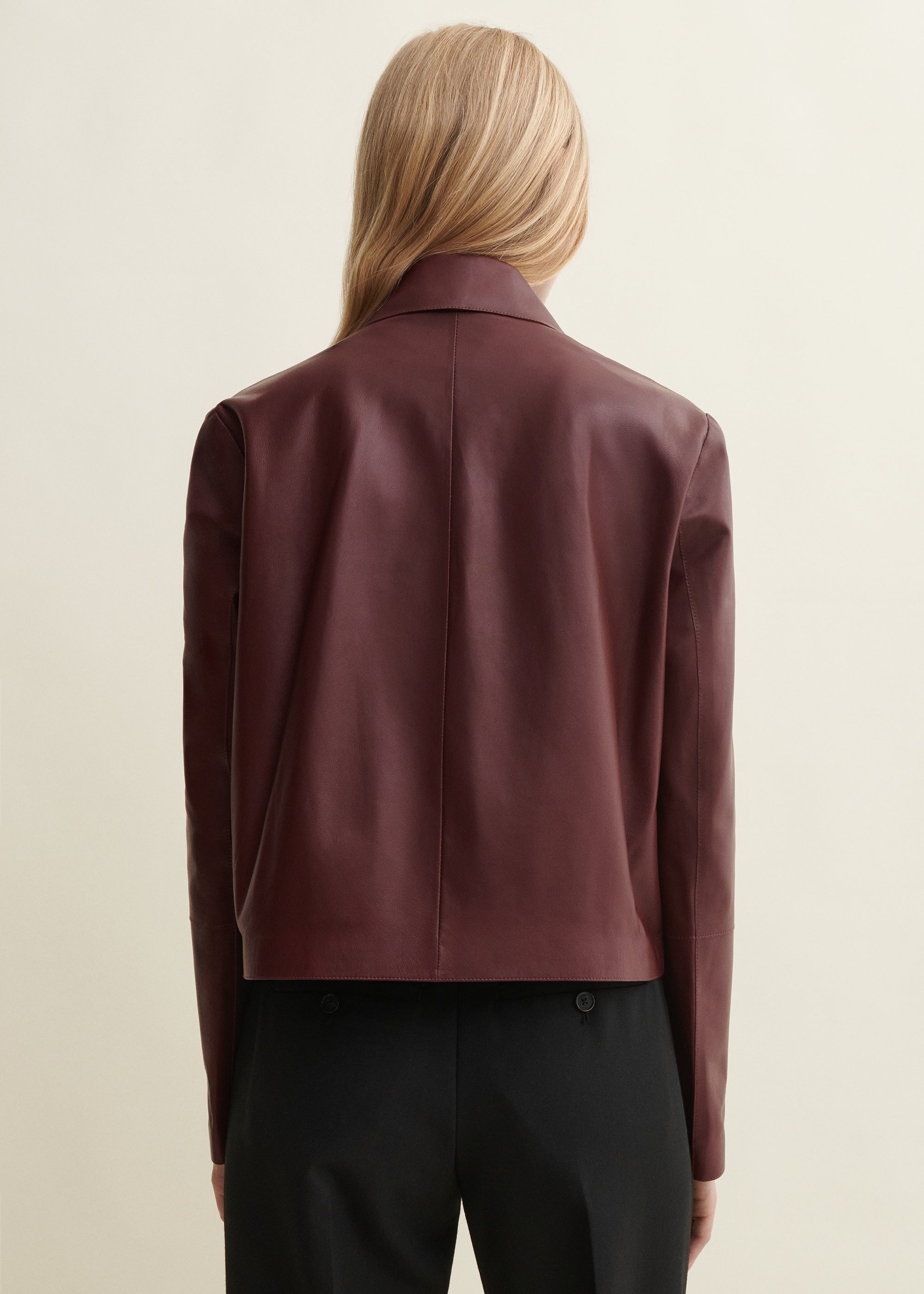EMY | Leather Classic Jacket | MAHOGANY