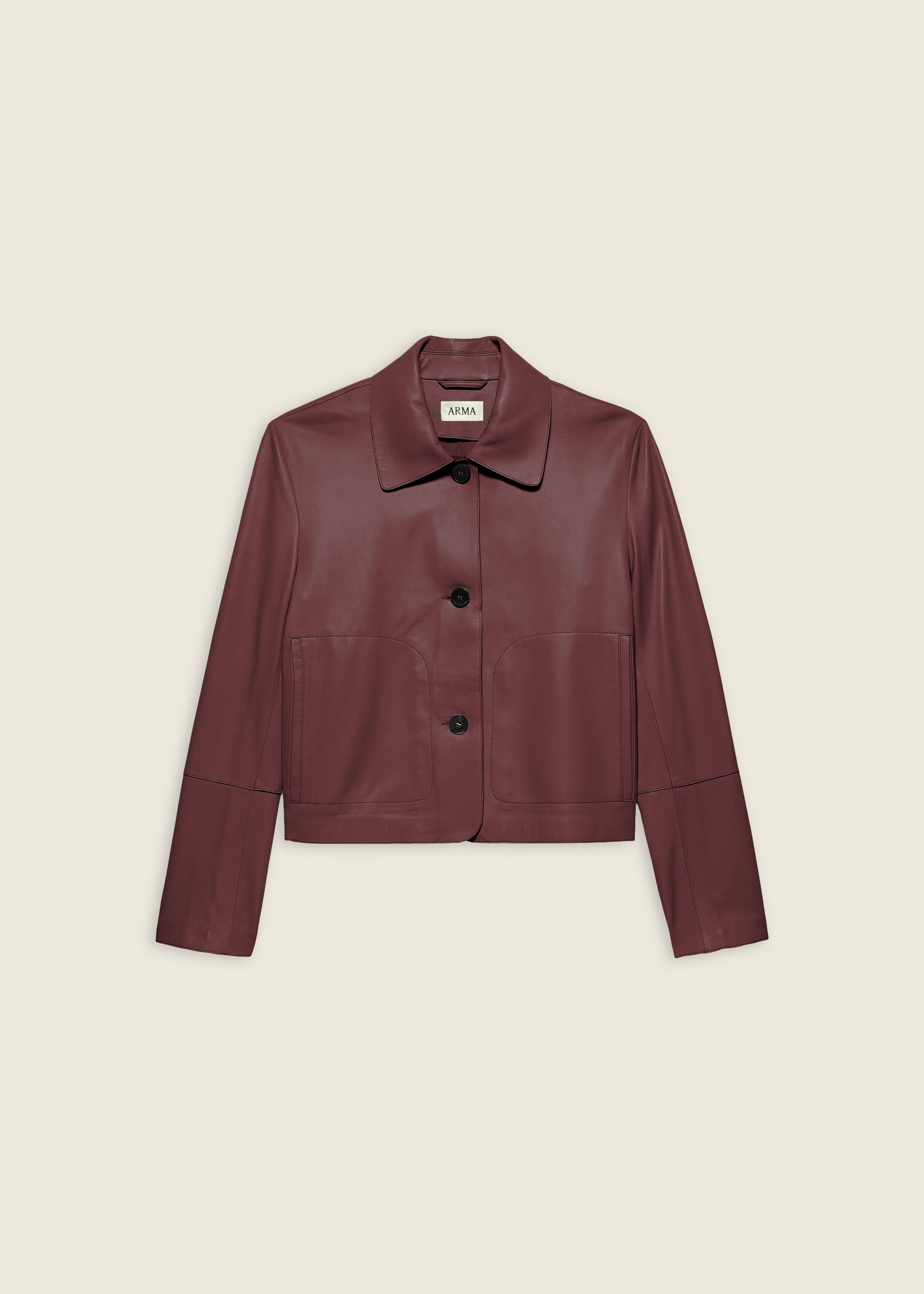 EMY | Leather Classic Jacket | MAHOGANY