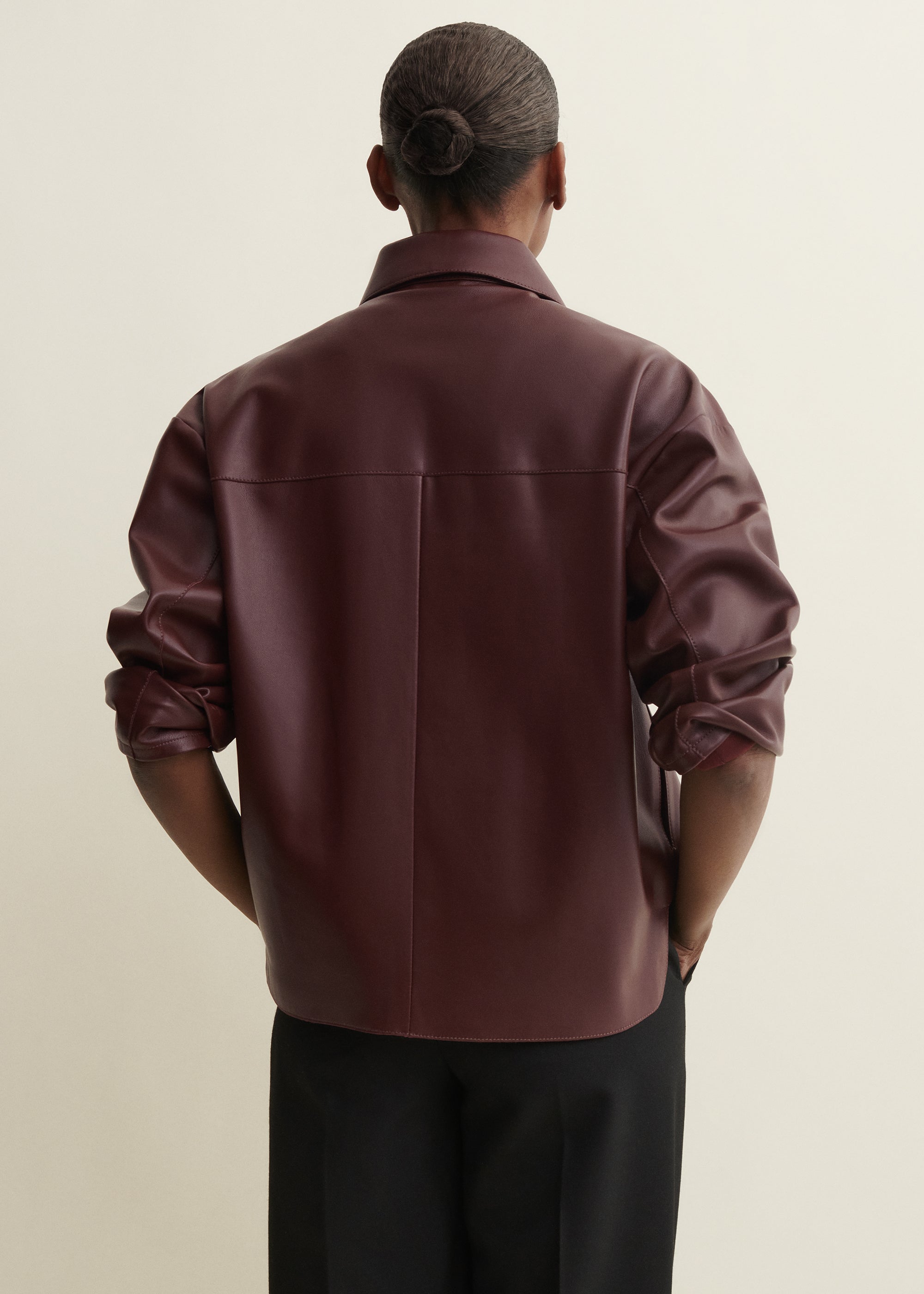 FENNA | Leather Overshirt | MAHOGANY