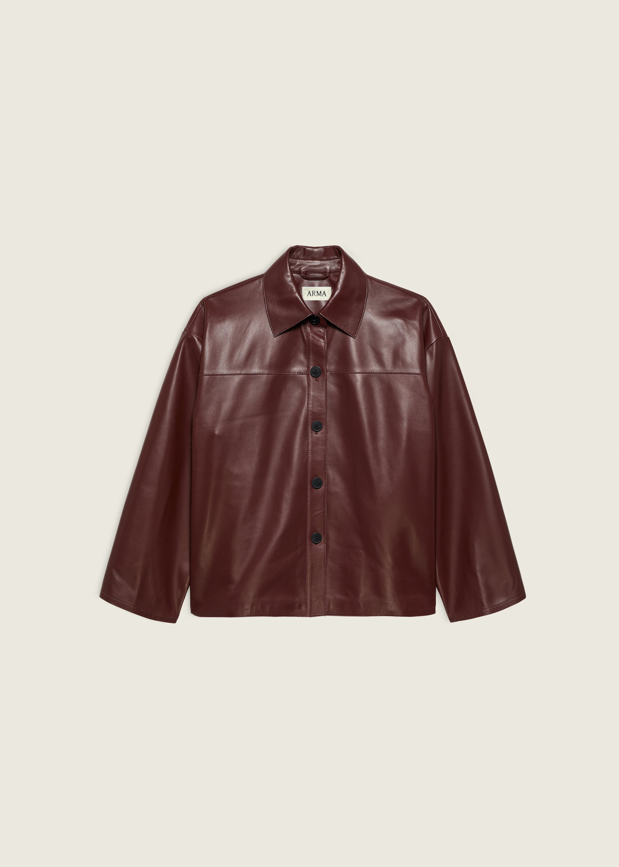 FENNA | Leather Overshirt | MAHOGANY