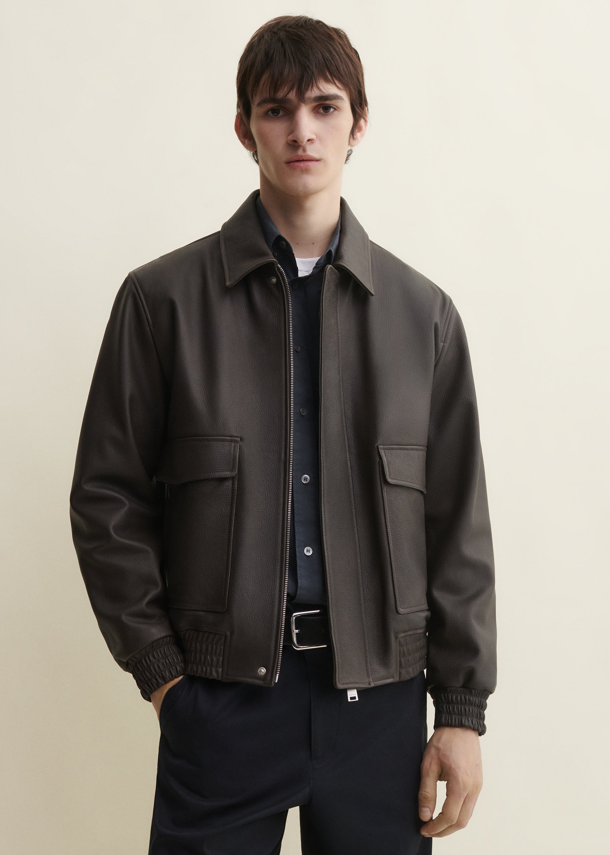BARI | Vintage Leather Bomber | Mud Brown