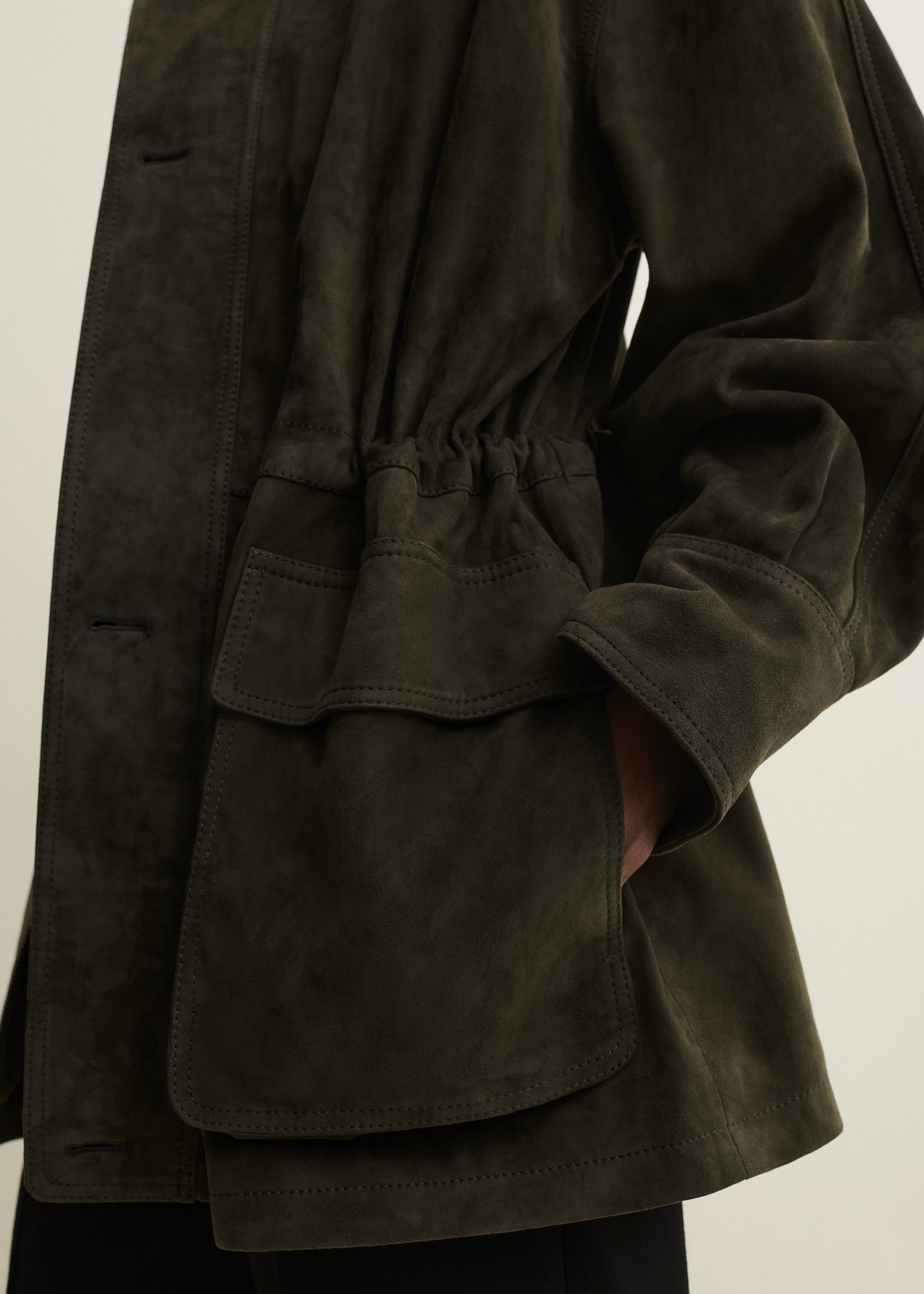 MAEVE | Suede Field Jacket | DARK GREEN