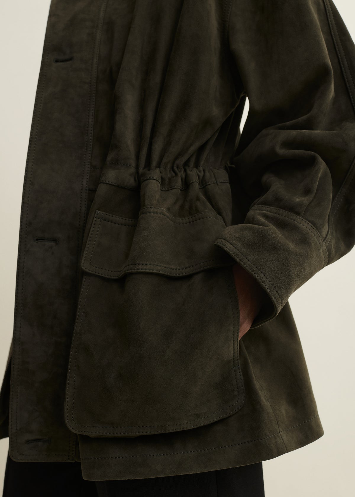MAEVE | Suede Field Jacket | DARK GREEN