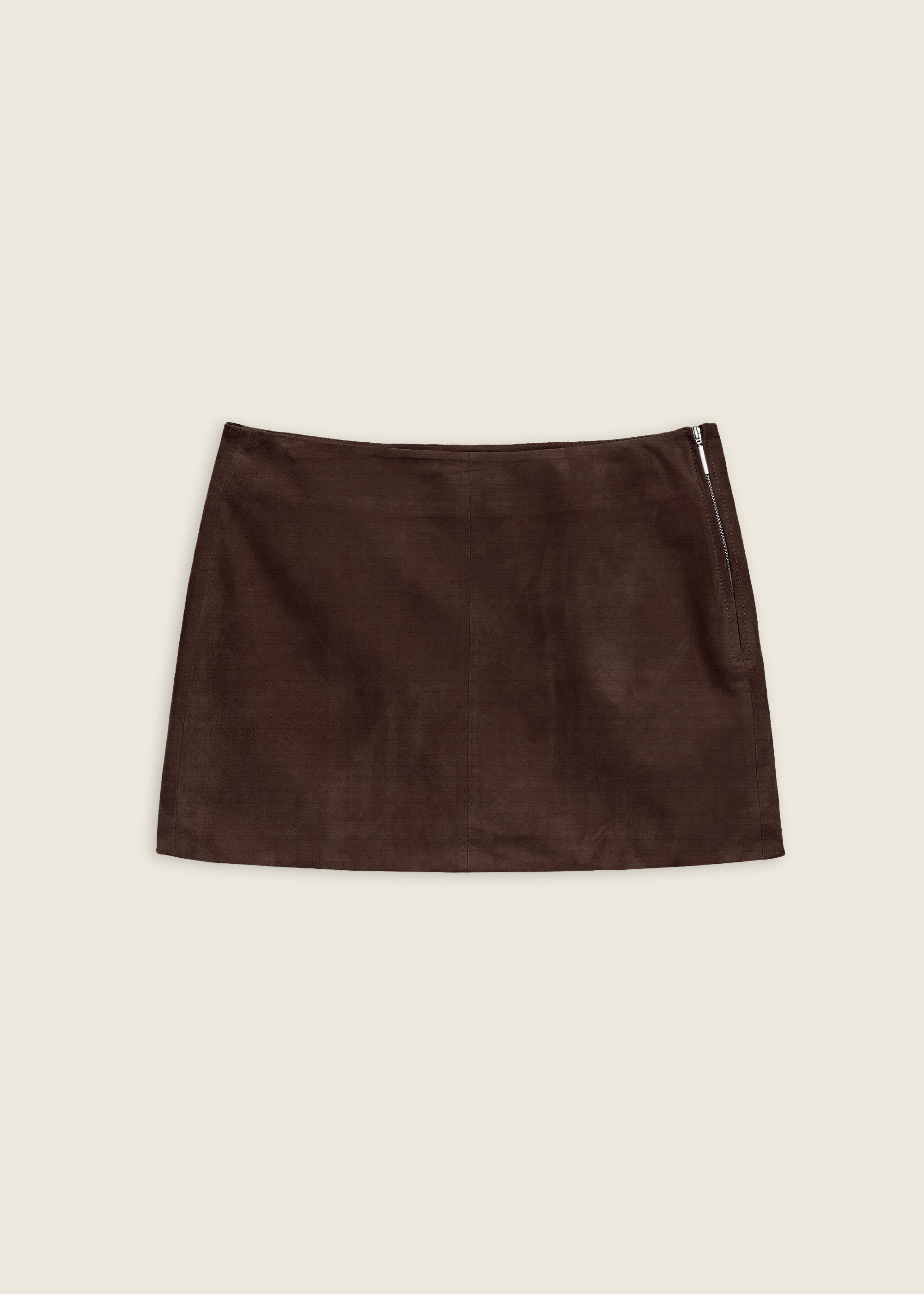 MELODY | Suede Mini Skirt | MUD BROWN
