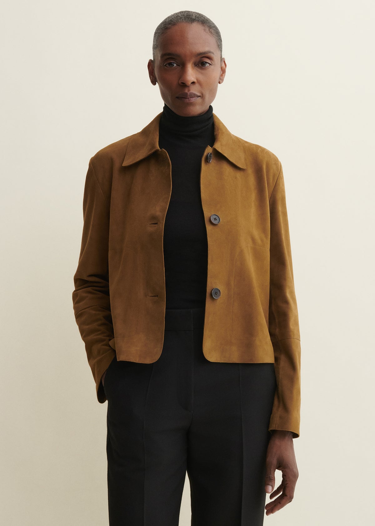 EMY | Suede Classic Jacket | Dark Olive