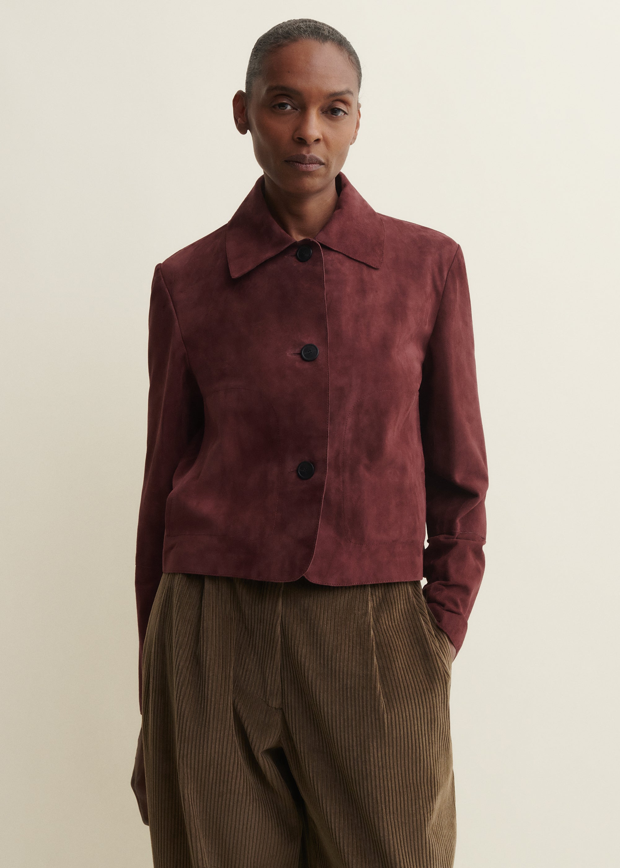 EMY | Suede Classic Jacket | MAHOGANY