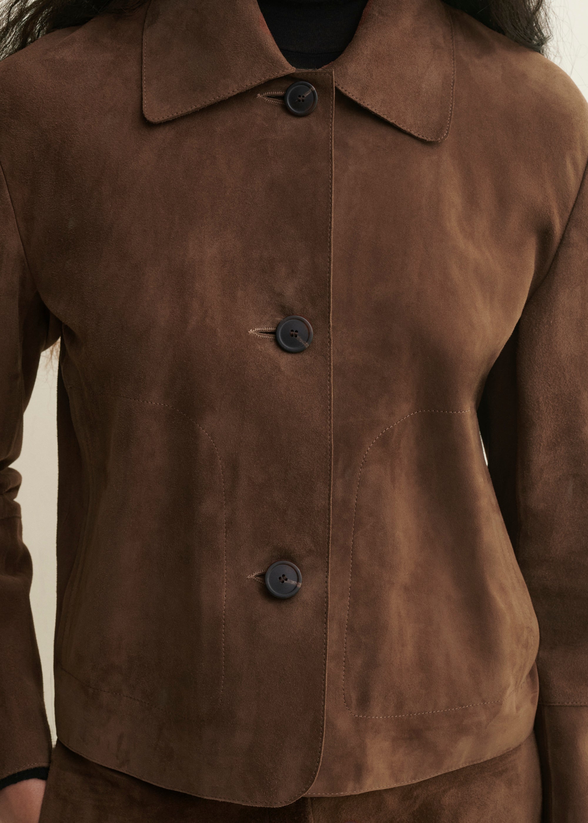 EMY | Suede Classic Jacket | SADDLE