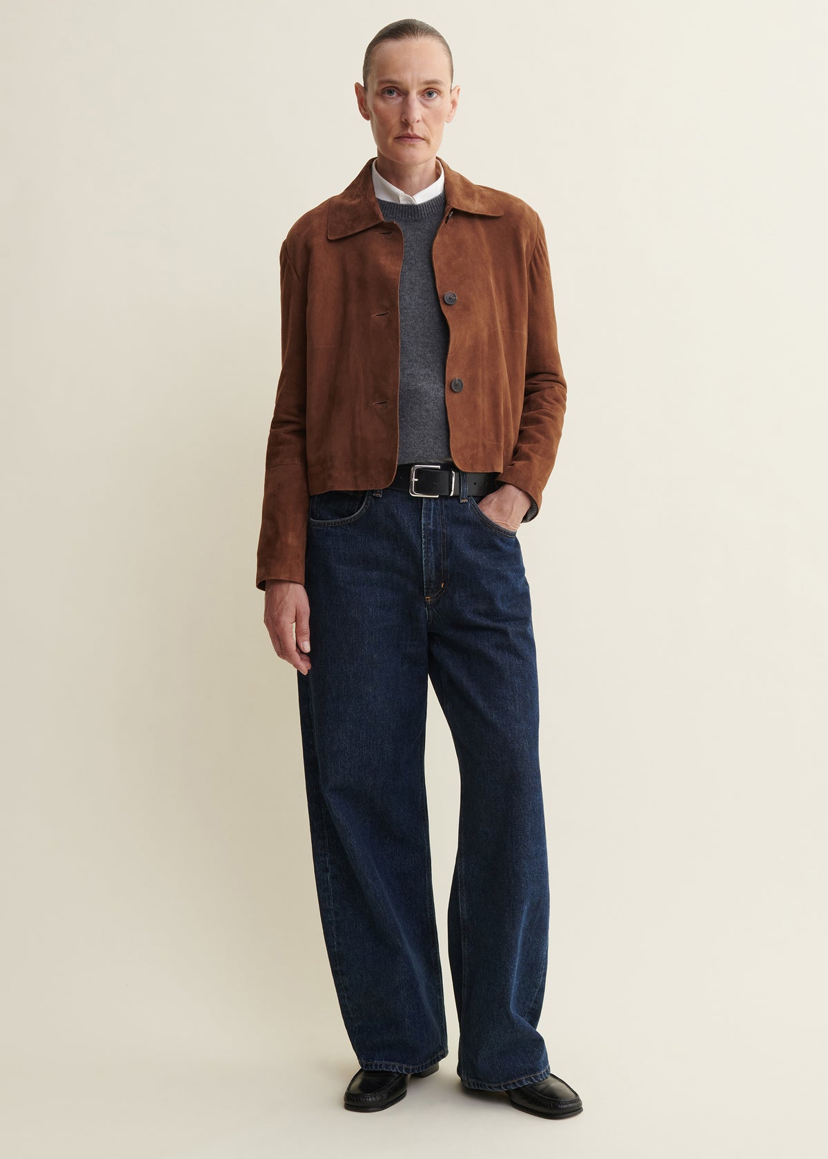 EMY | Suede Classic Jacket | Saddle