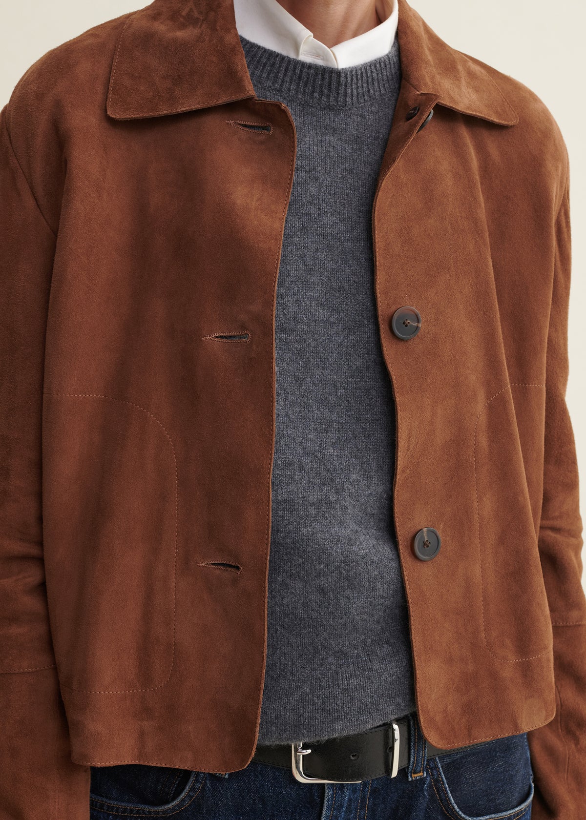 EMY | Suede Classic Jacket | Saddle