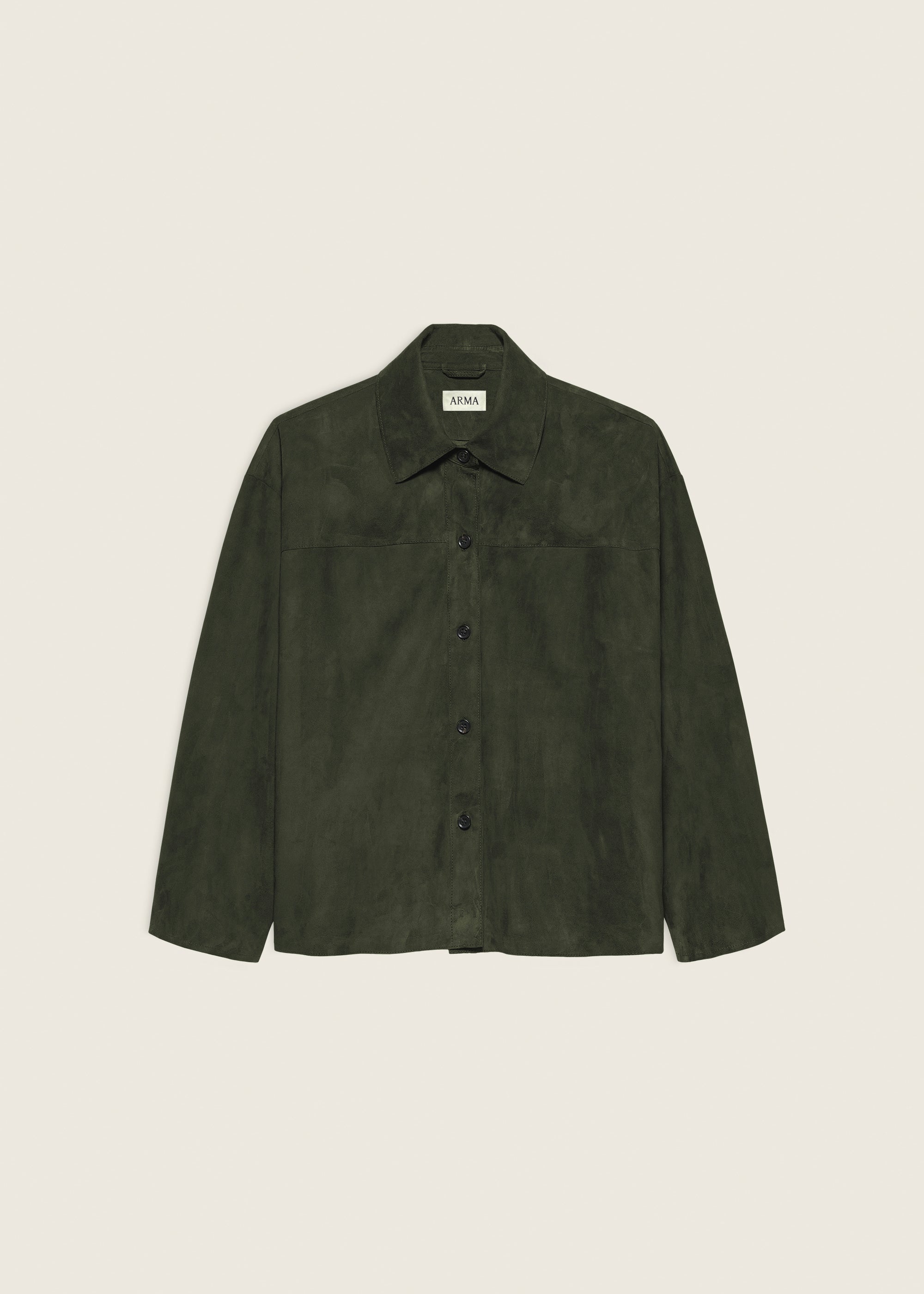 FENNA | Suede Overshirt | Dark Green