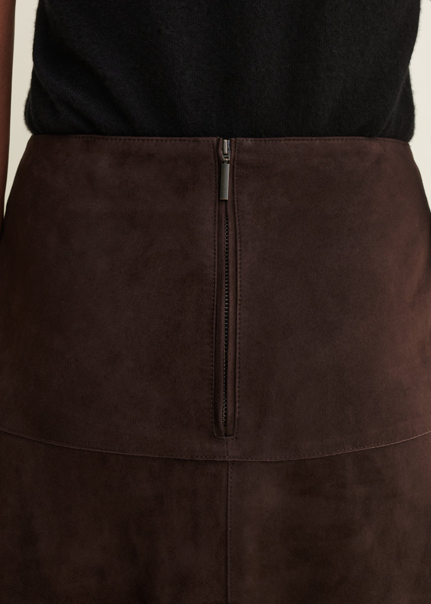 MELITA | Suede A-line Skirt | MUD BROWN