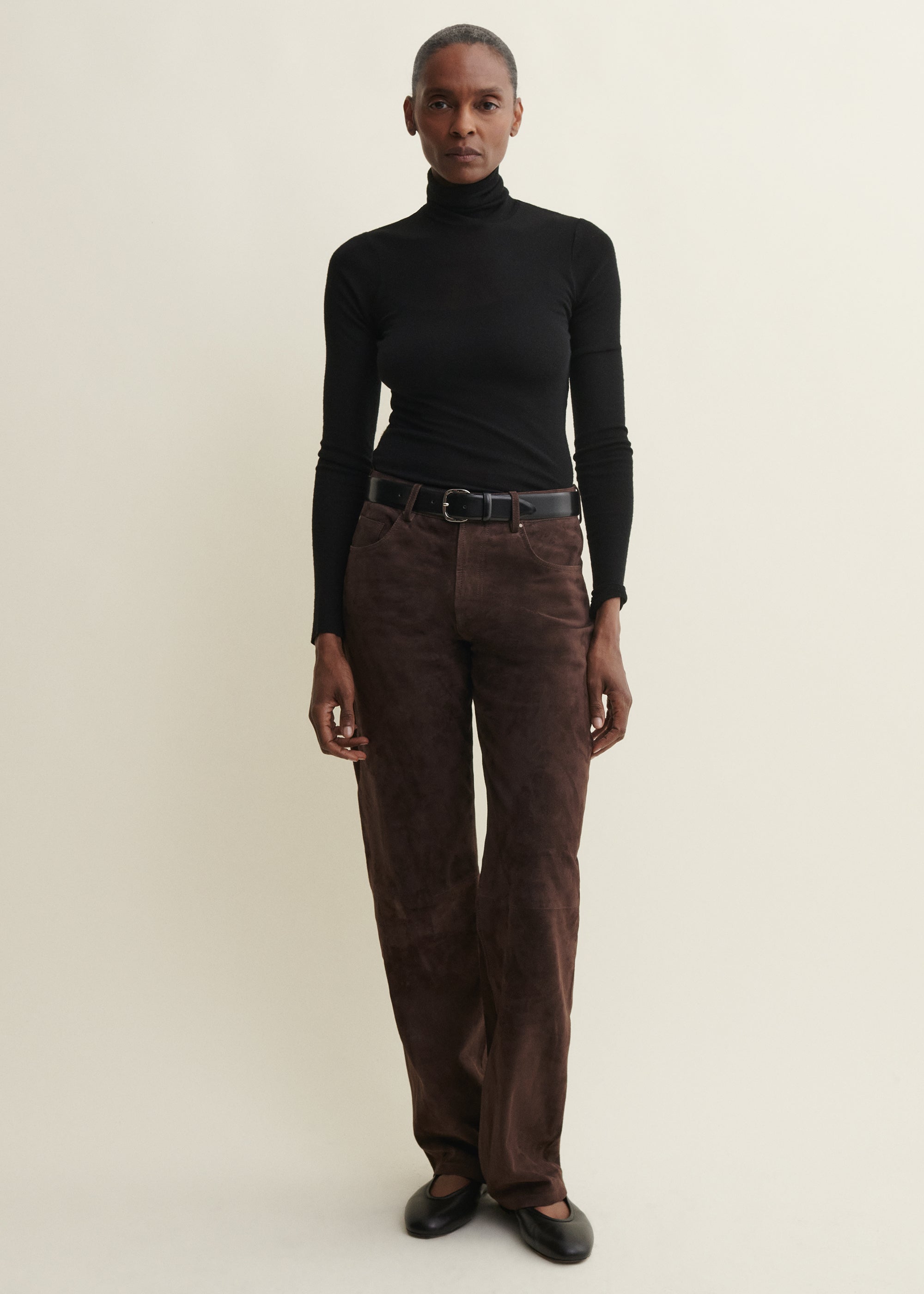 JEAN | Geradlinige Wildlederhose | MUD BROWN