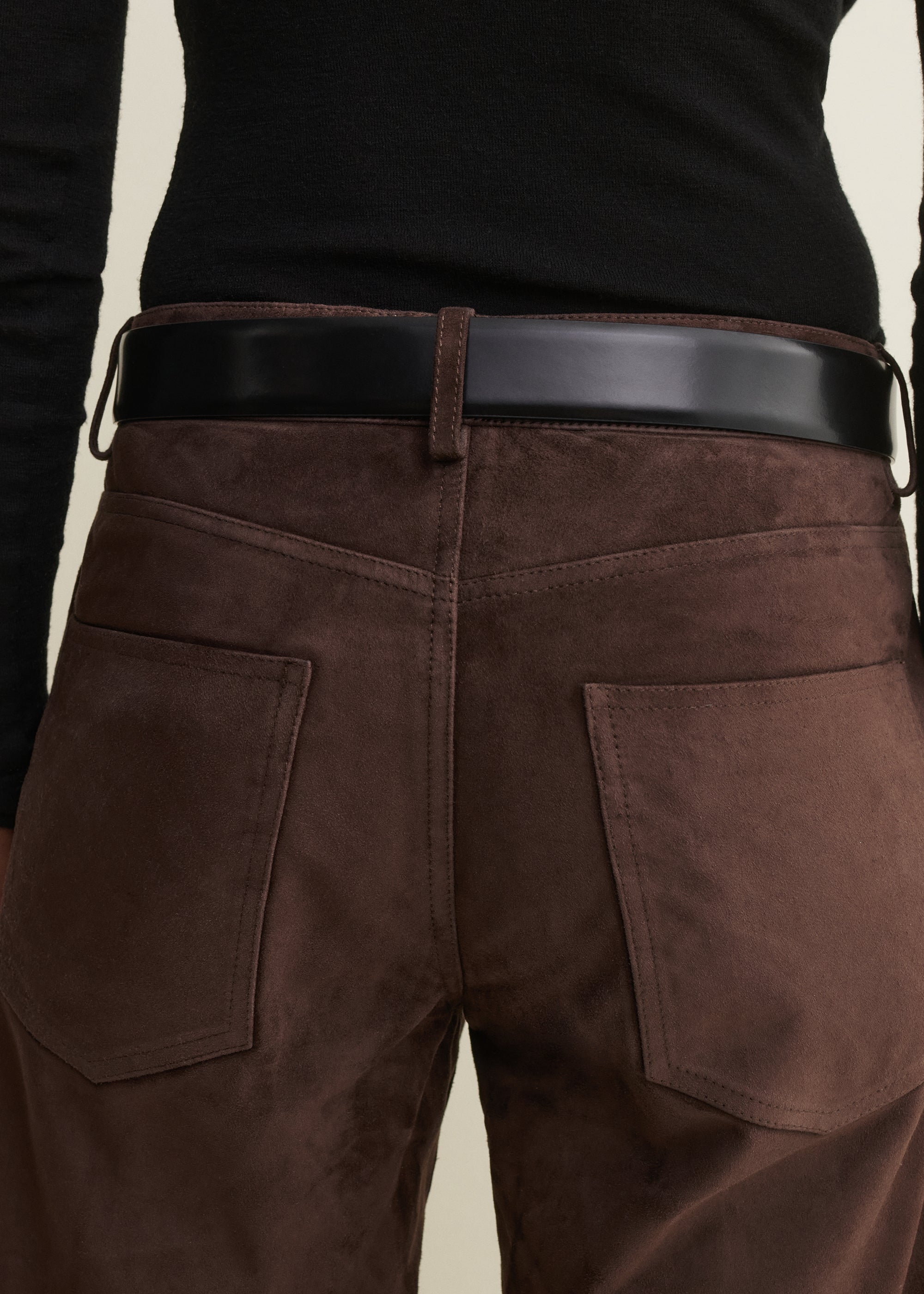 JEAN | Geradlinige Wildlederhose | MUD BROWN