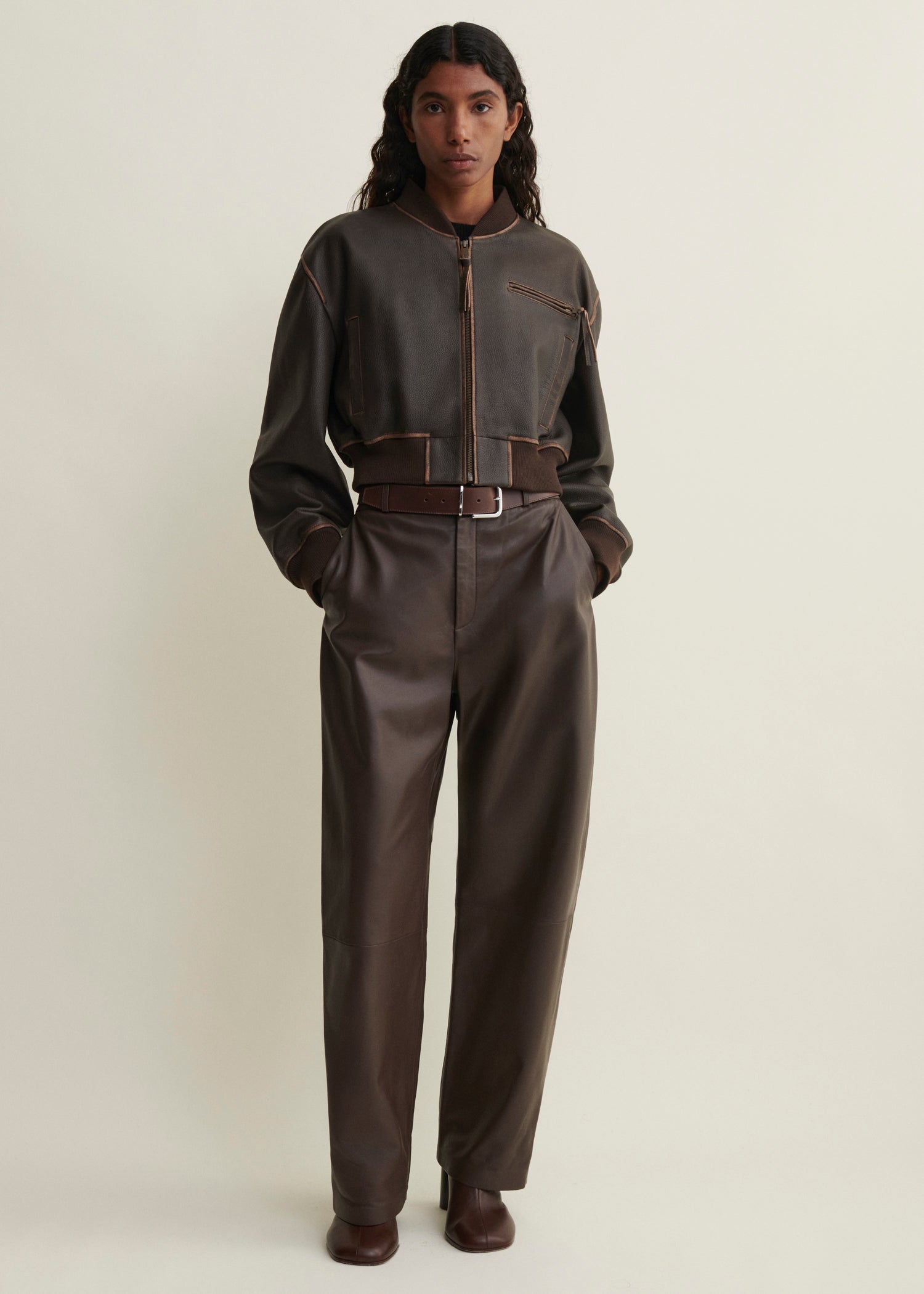 ELETTRA | Vintage Leather Jacket | Mud Brown