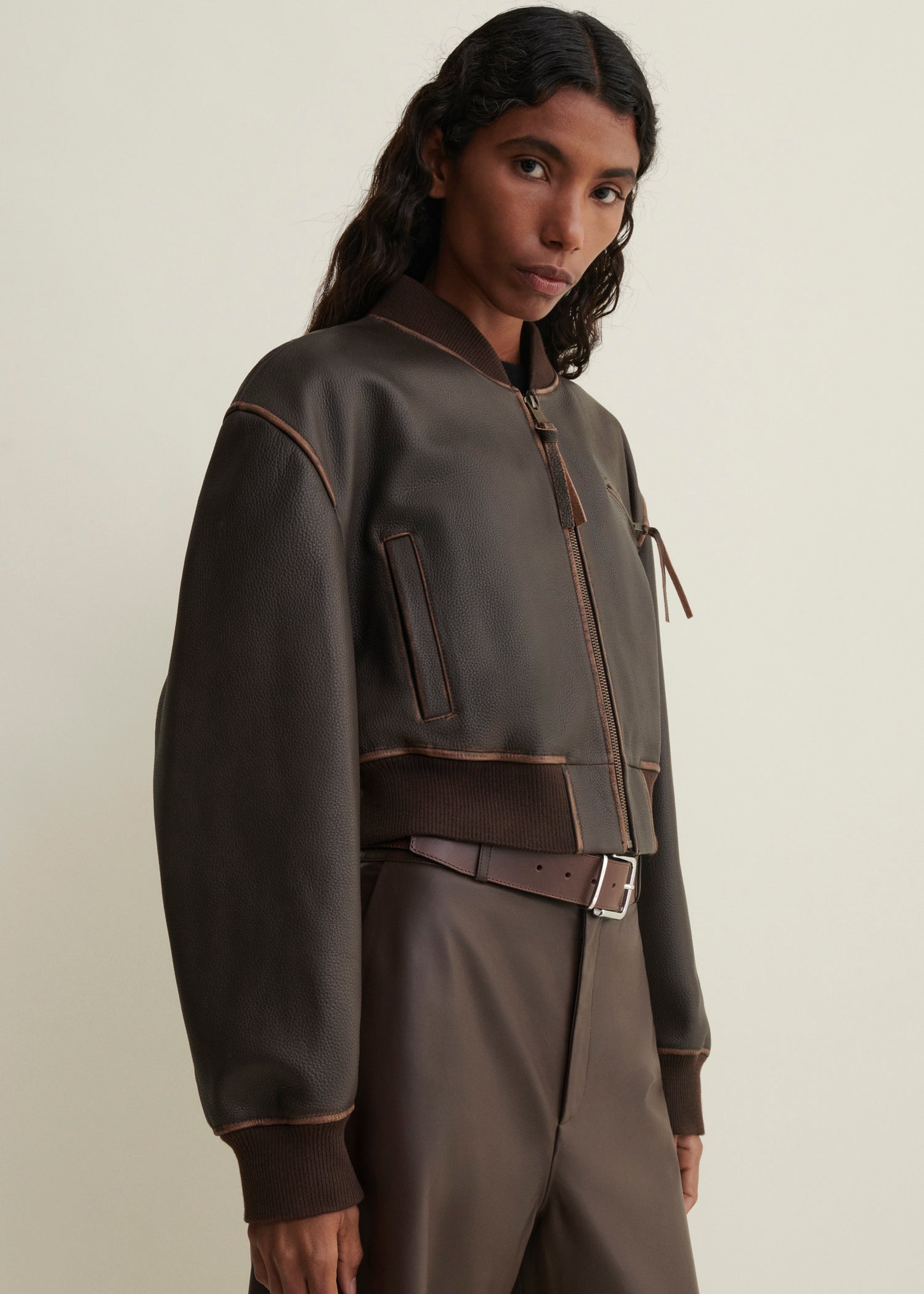 ELETTRA | Vintage Leather Jacket | Mud Brown
