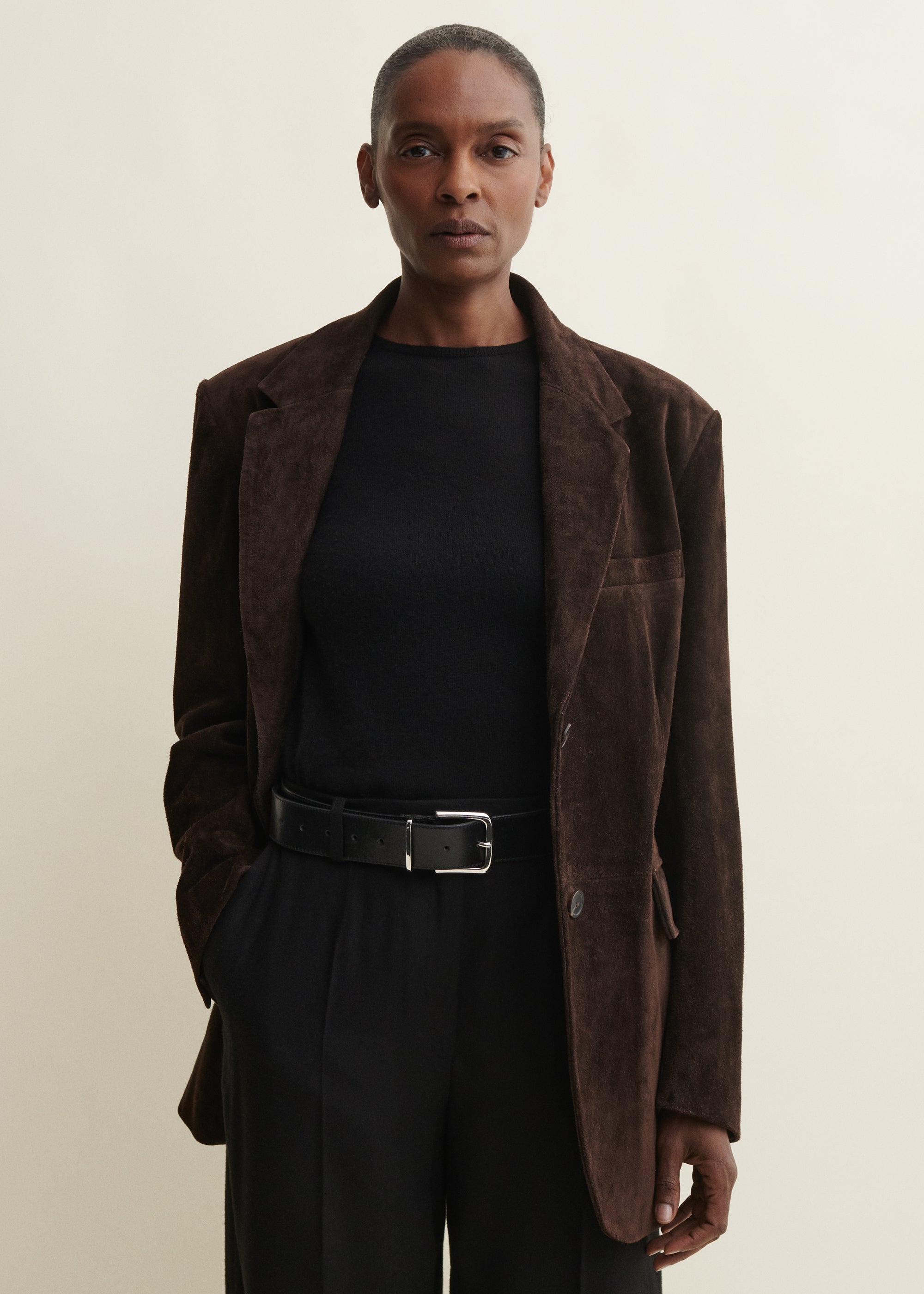 BENNY | Oversize Blazer aus robustem Wildleder | CHARCOAL BROWN