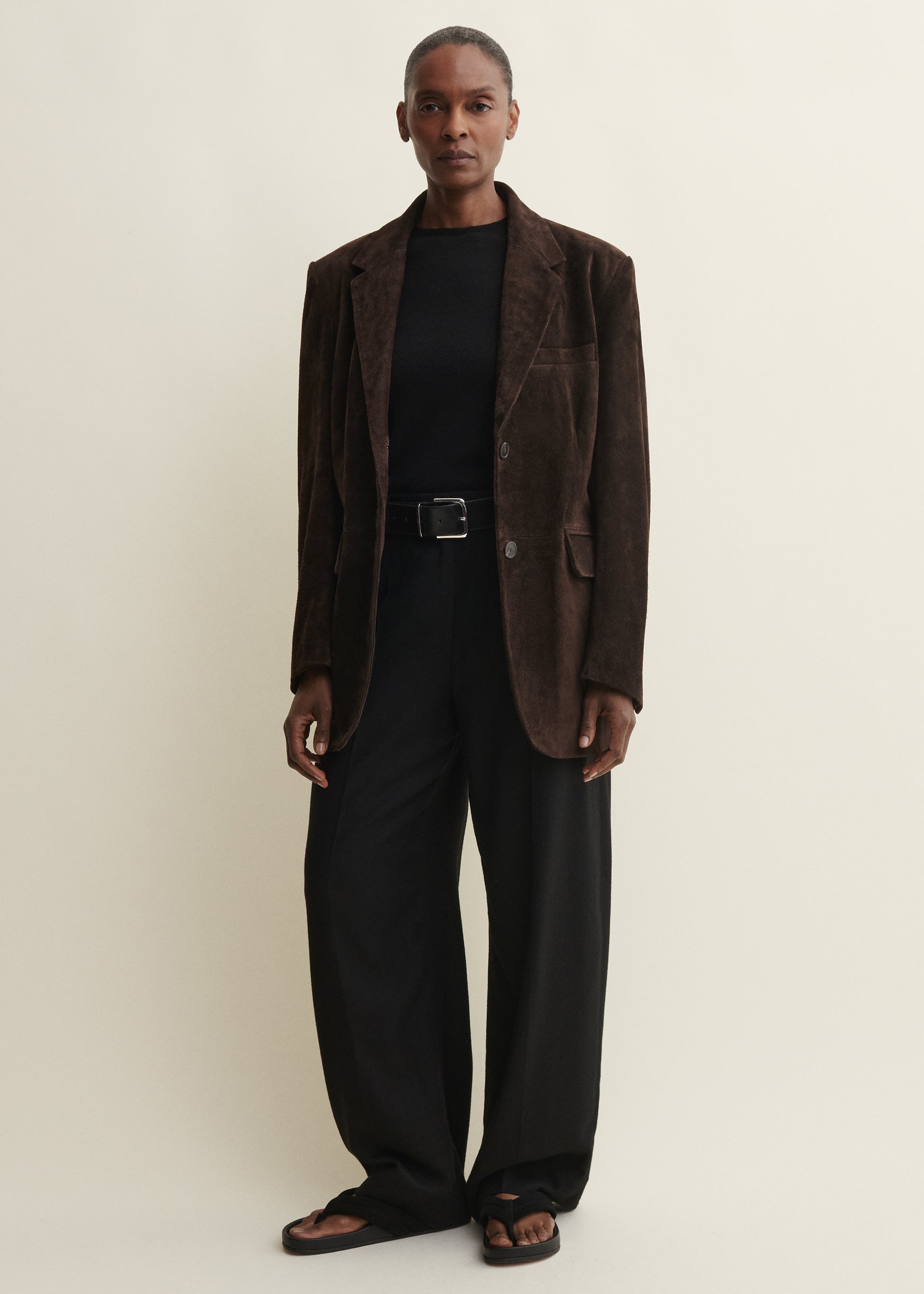 BENNY | Oversize Blazer aus robustem Wildleder | CHARCOAL BROWN