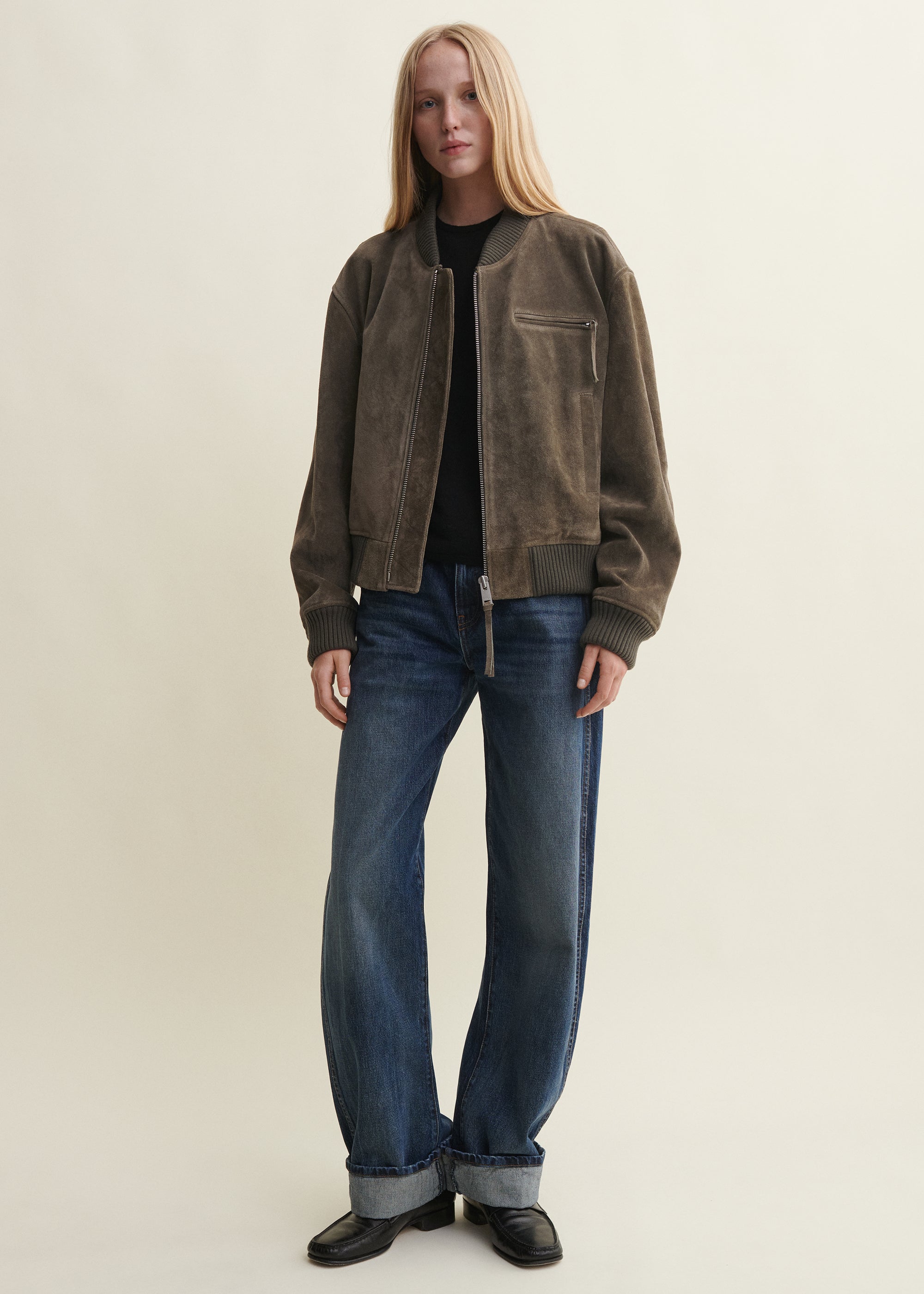 ELYSIA | Gritty Suede Bomber Jacket | SOIL