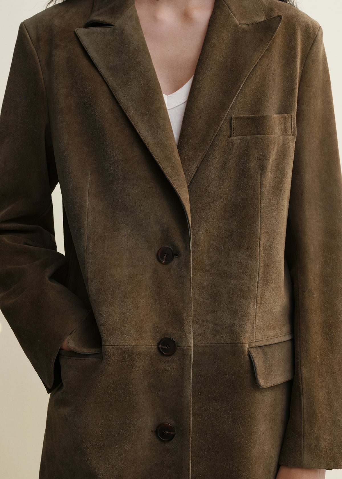 Alissa | Gritty Suede Coat | Earth Green