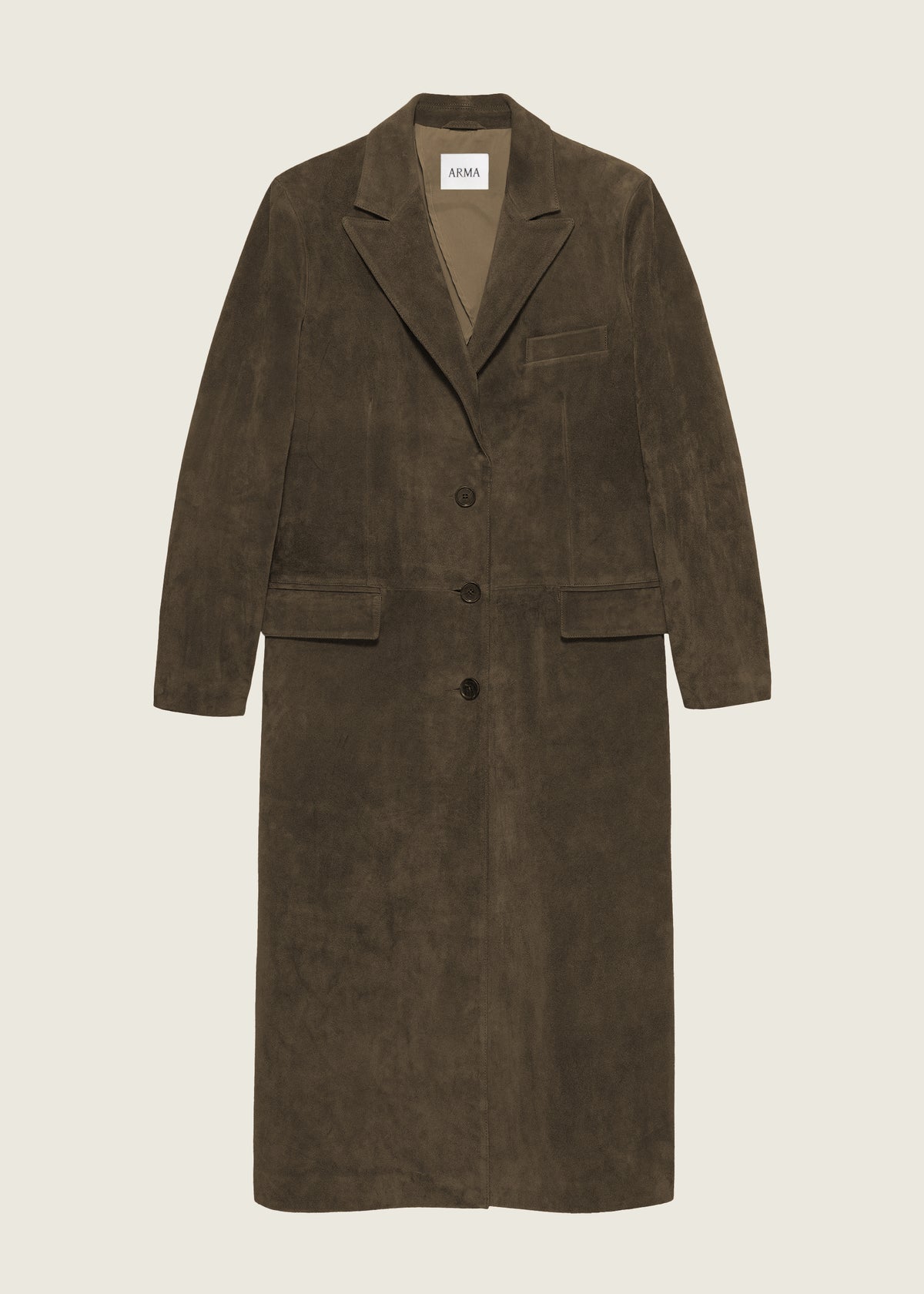 Alissa | Gritty Suede Coat | Earth Green