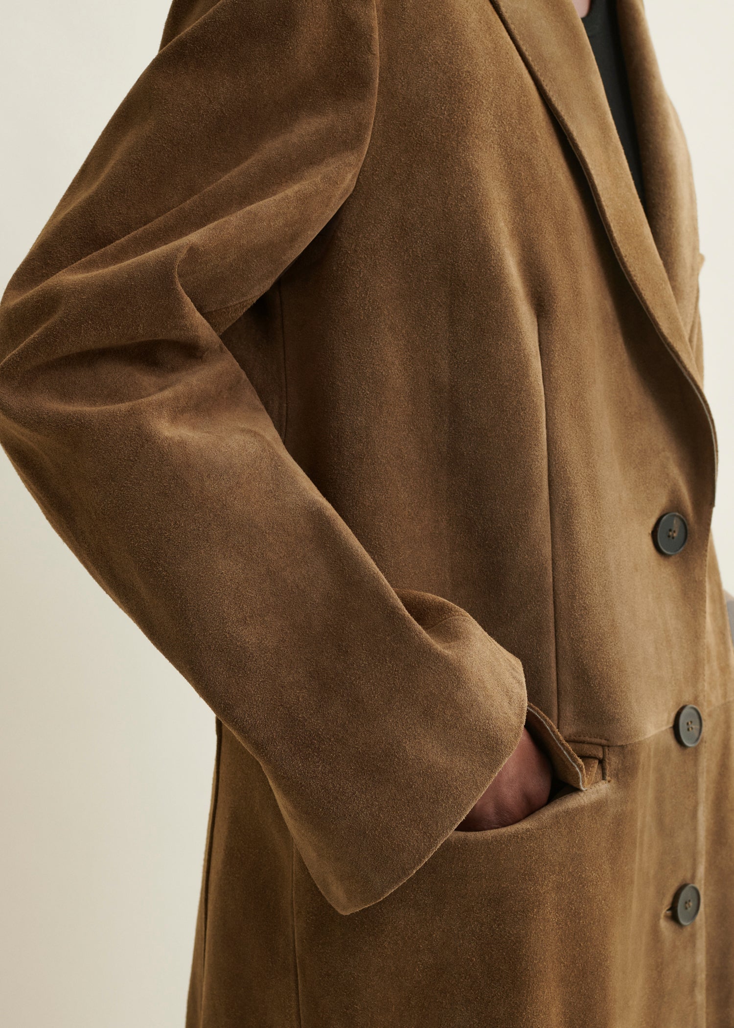 ALISSA | Gritty Suede Long Coat | Olive