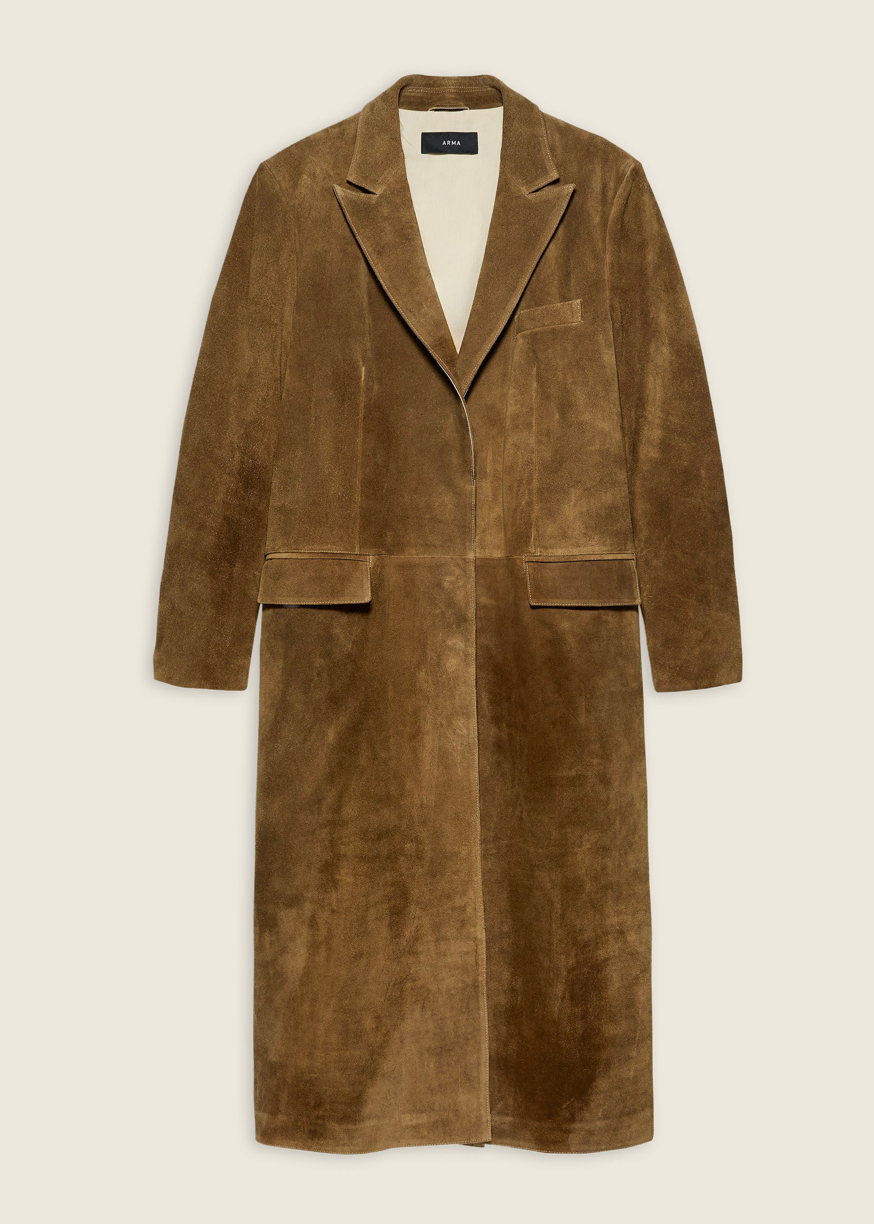 ALISSA | Gritty Suede Long Coat | Olive