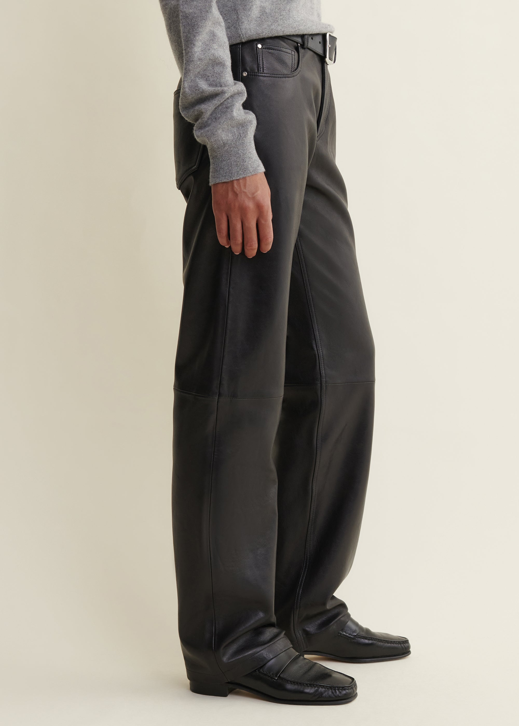 JEAN | Leather Five Pocket Trousers | Black