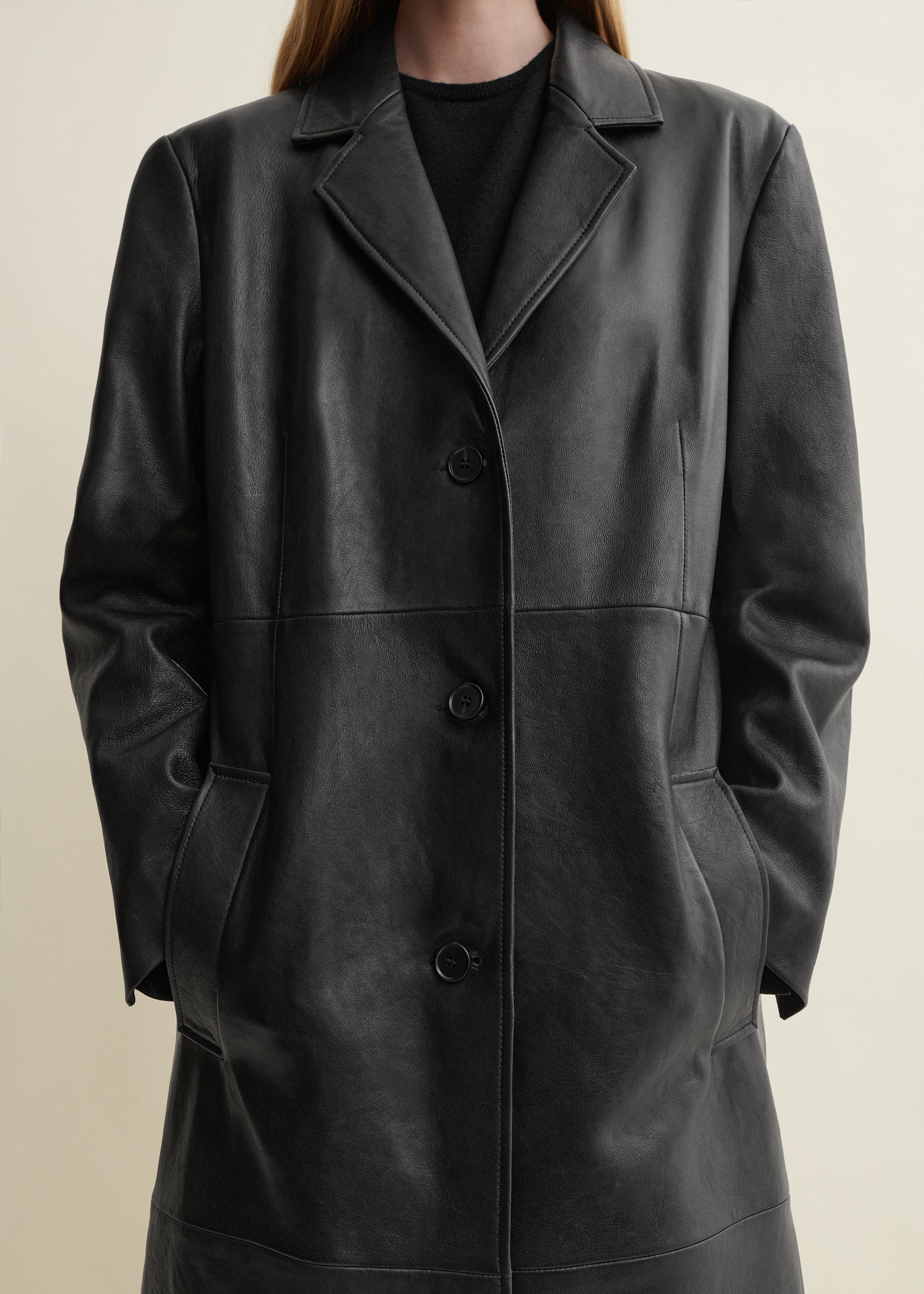 AISA | Leather Coat | Black