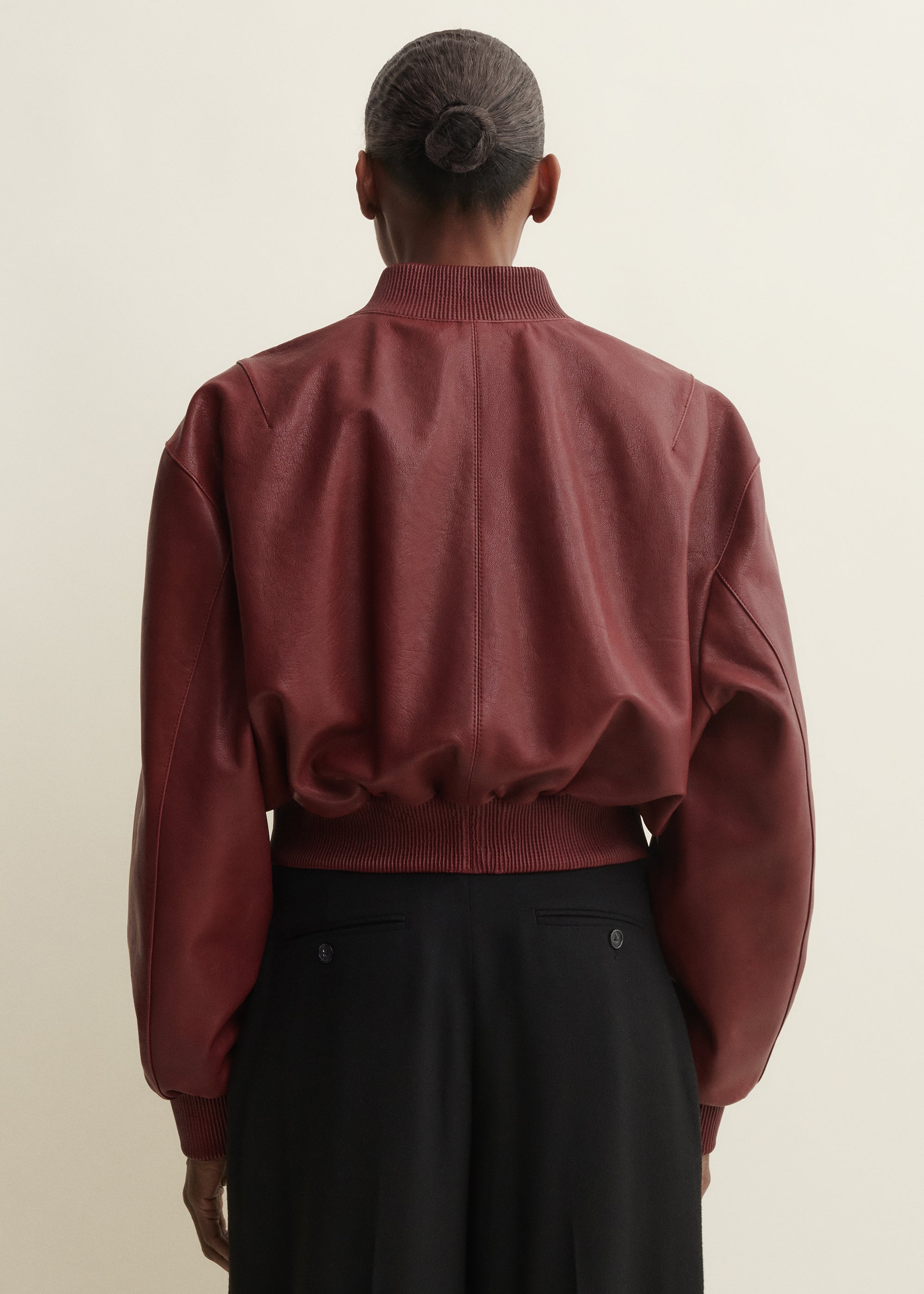 HANNAN | Leather Bomber Jacket | SAFFRAN RED