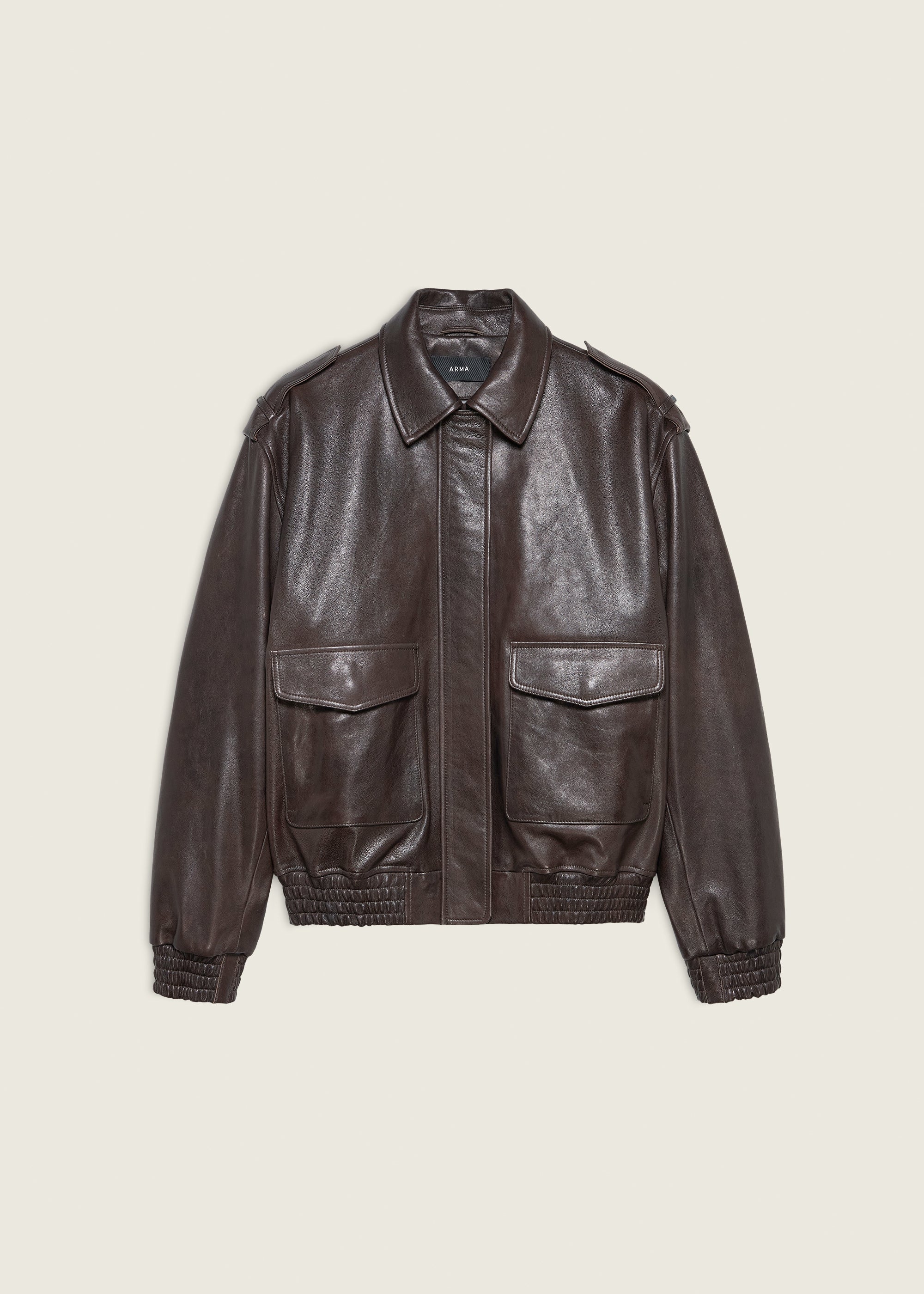 ASTRA | Leather Bomber Jacket | COFFEE BEAN