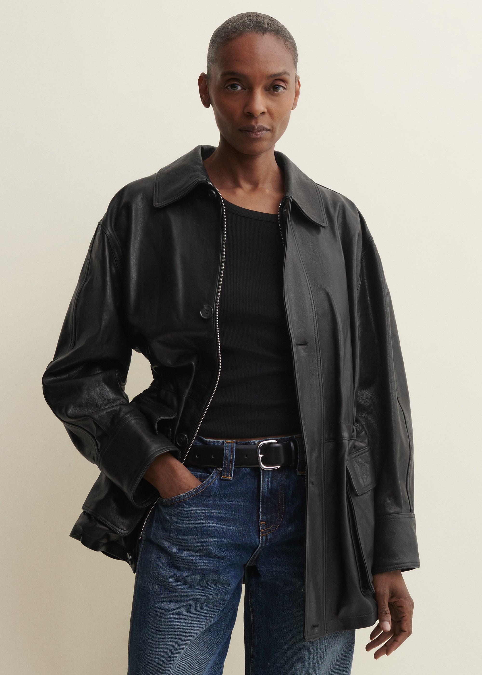 MAEVE | Feldjacke aus Leder | Black