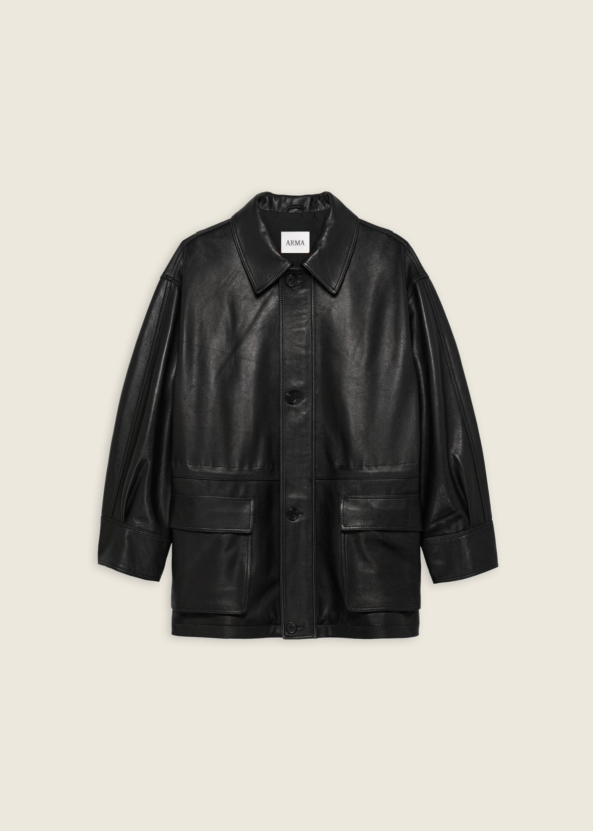 Maeve | Leather Field Jacket | Black