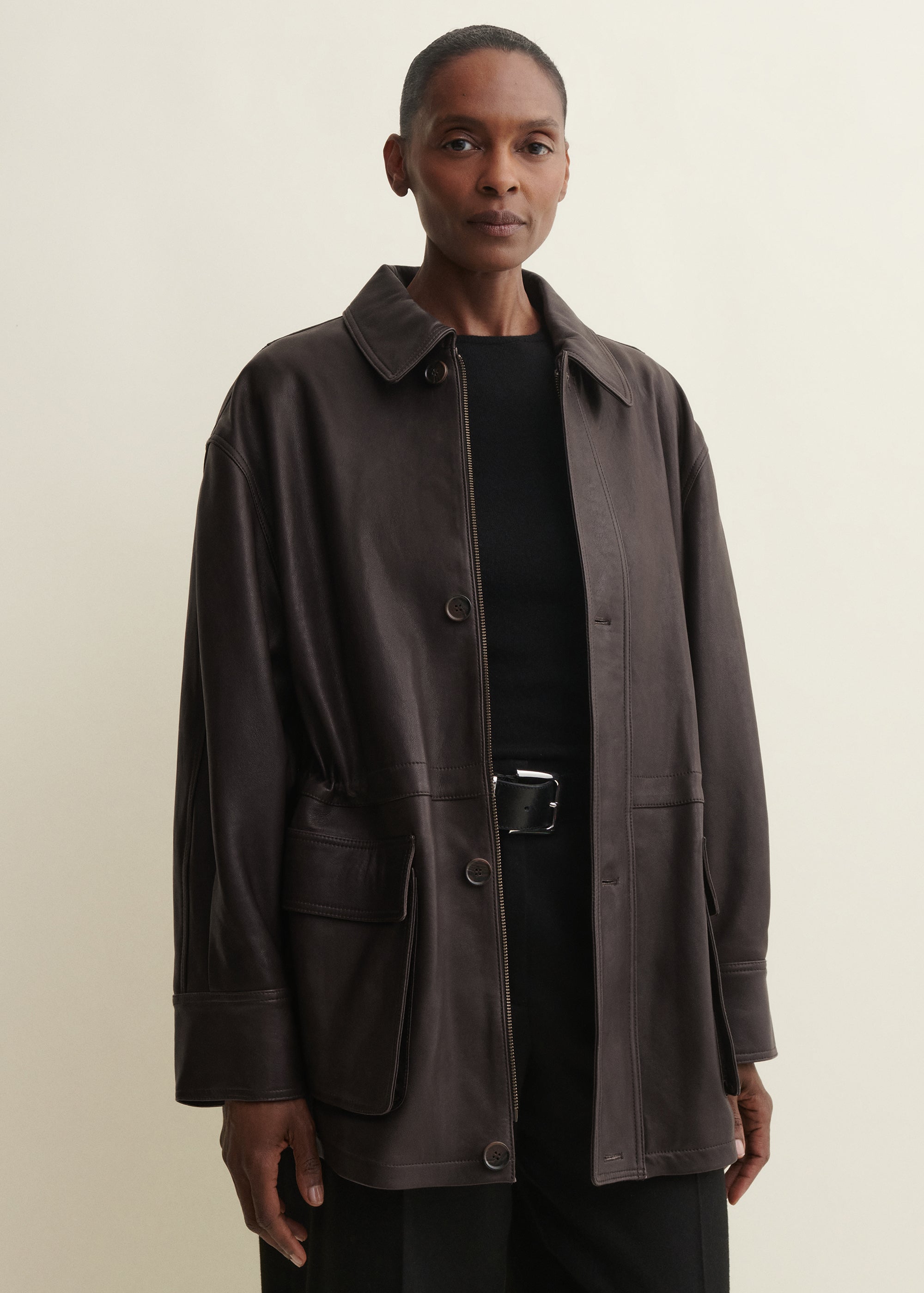 MAEVE | Feldjacke aus Leder | Coffee Bean