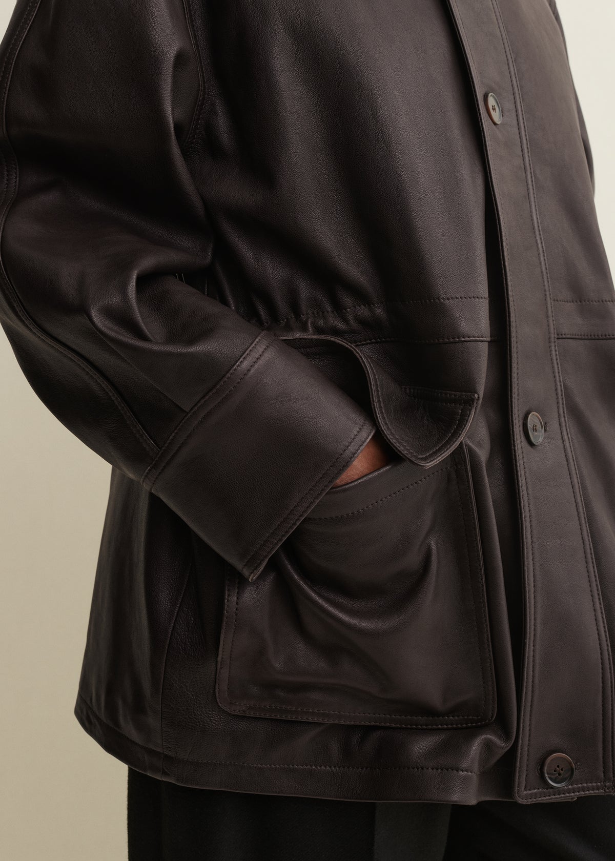 Maeve | Leather Field Jacket | Coffee Bean
