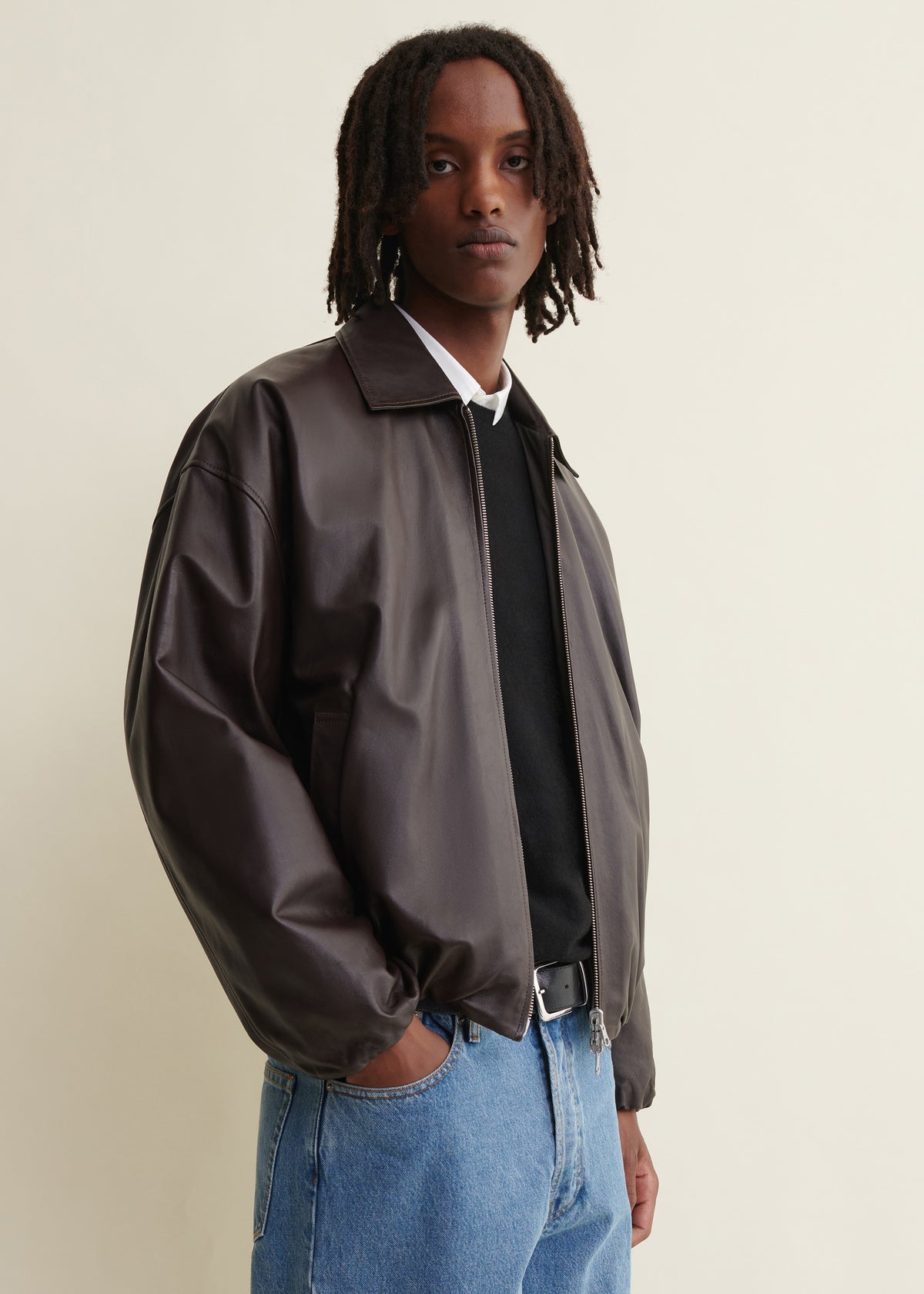 BACKETT | Leather Bomber Jacket | Coffee Bean